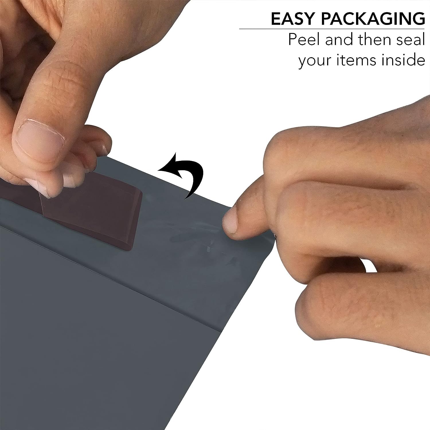 YUNJU 60 Mixed Size Grey Plastic Mail Bags - Self-Seal, Opaque, Waterproof | 4 Sizes Included 5