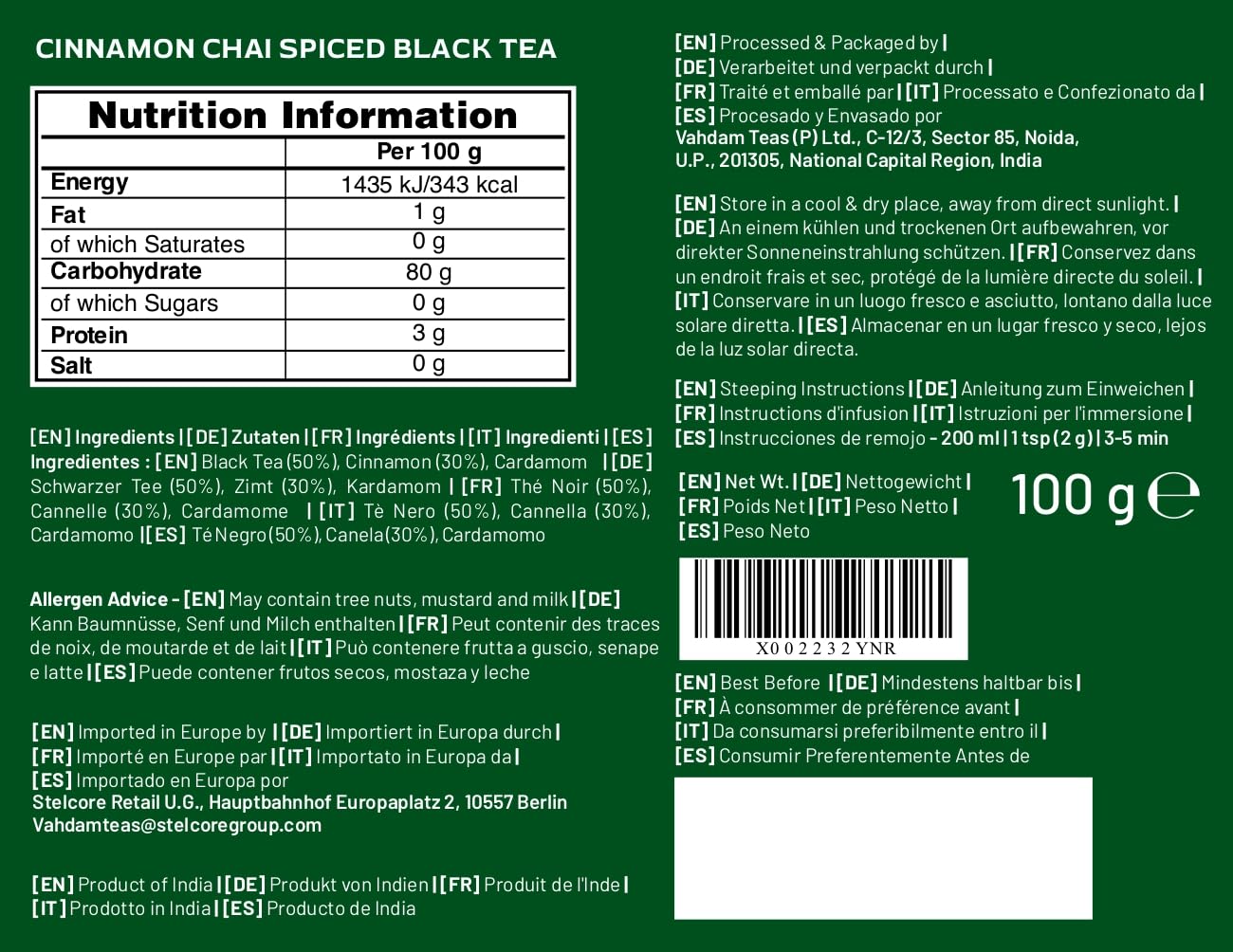 VAHDAM - Cinnamon Masala Chai Tea (100g, 50+ Cups) Whole Loose Leaf Tea 8