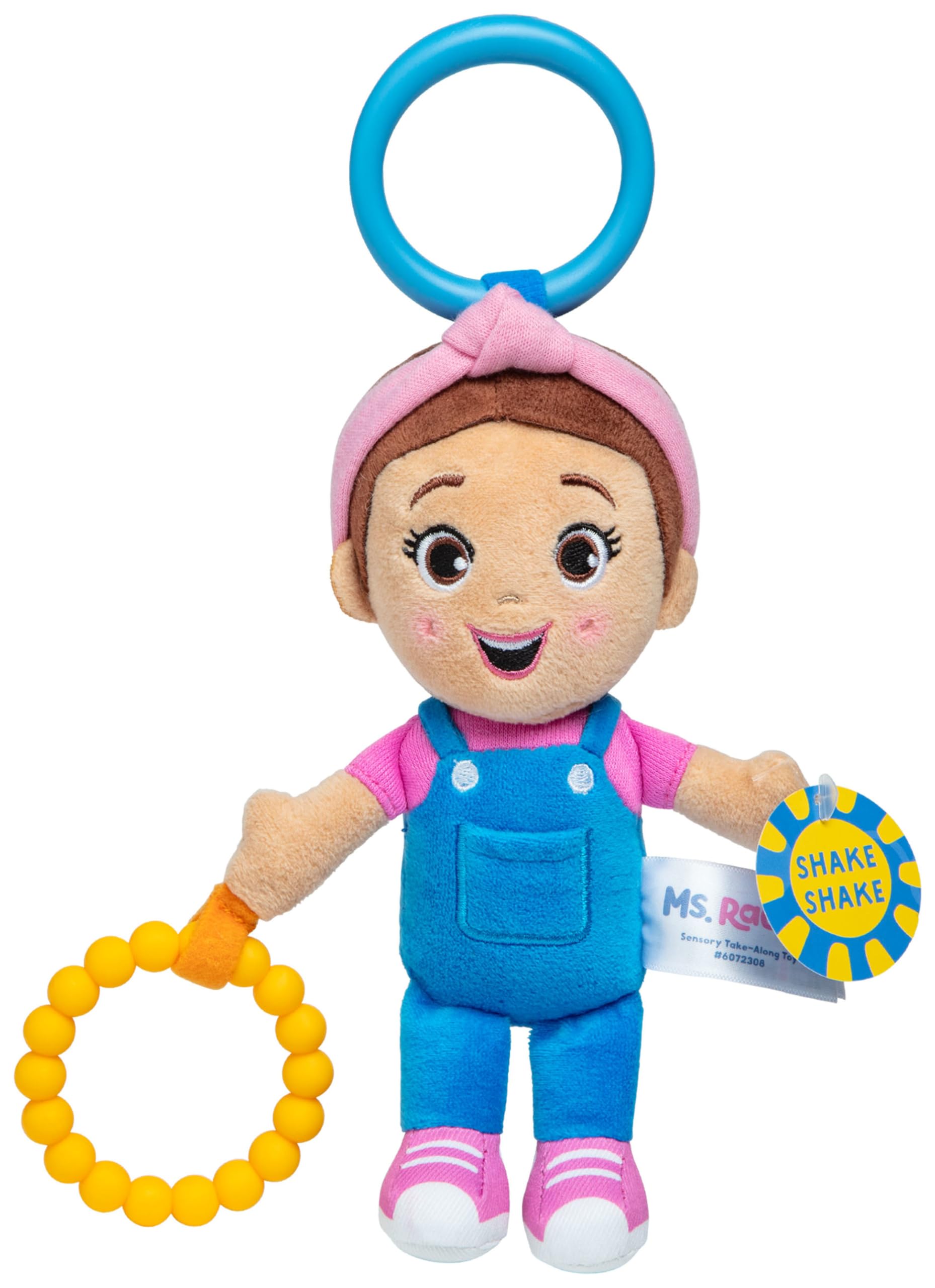 Ms. Rachel Sensory Take-Along Toy - Crinkly Teether with Rattle for 3+ Months