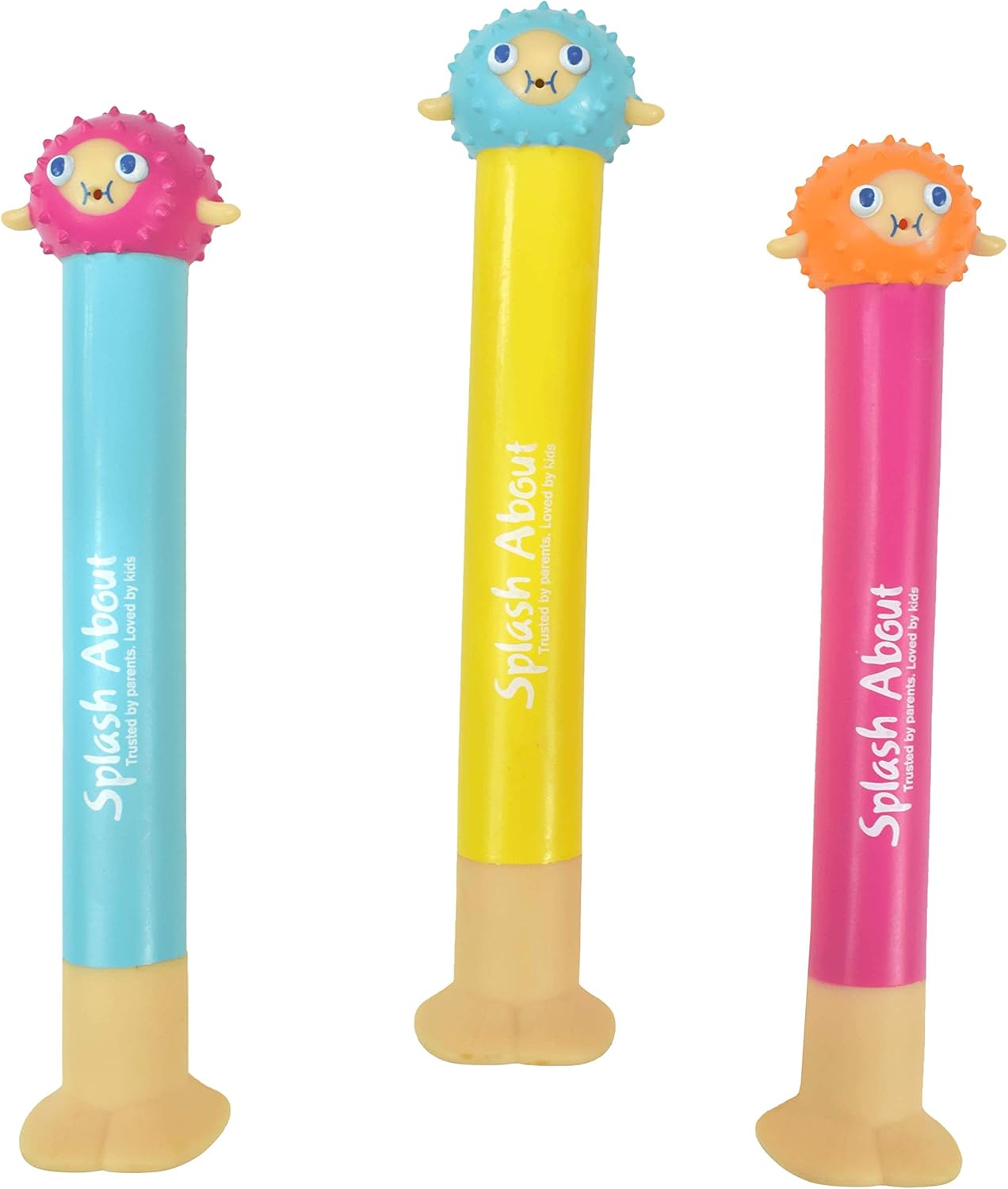 Splash About Pufferfish Dive Stick Pool Toys - Pack of 3, Ages 10 Months to 8 Years