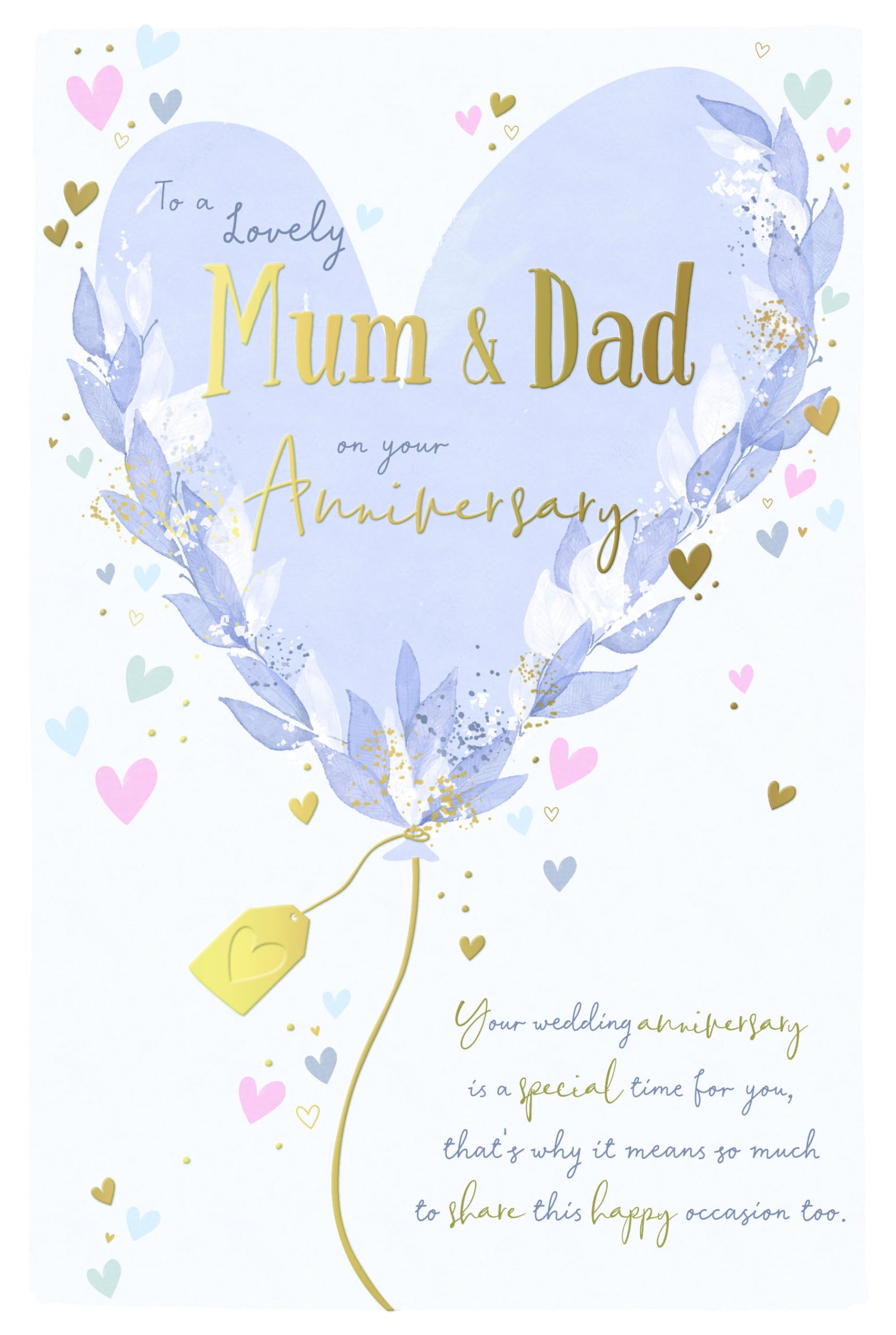 Wishing Well Mum and Dad Anniversary Luxury Greeting Card | Gold Foil Finish | 6 x 9 Inches 1