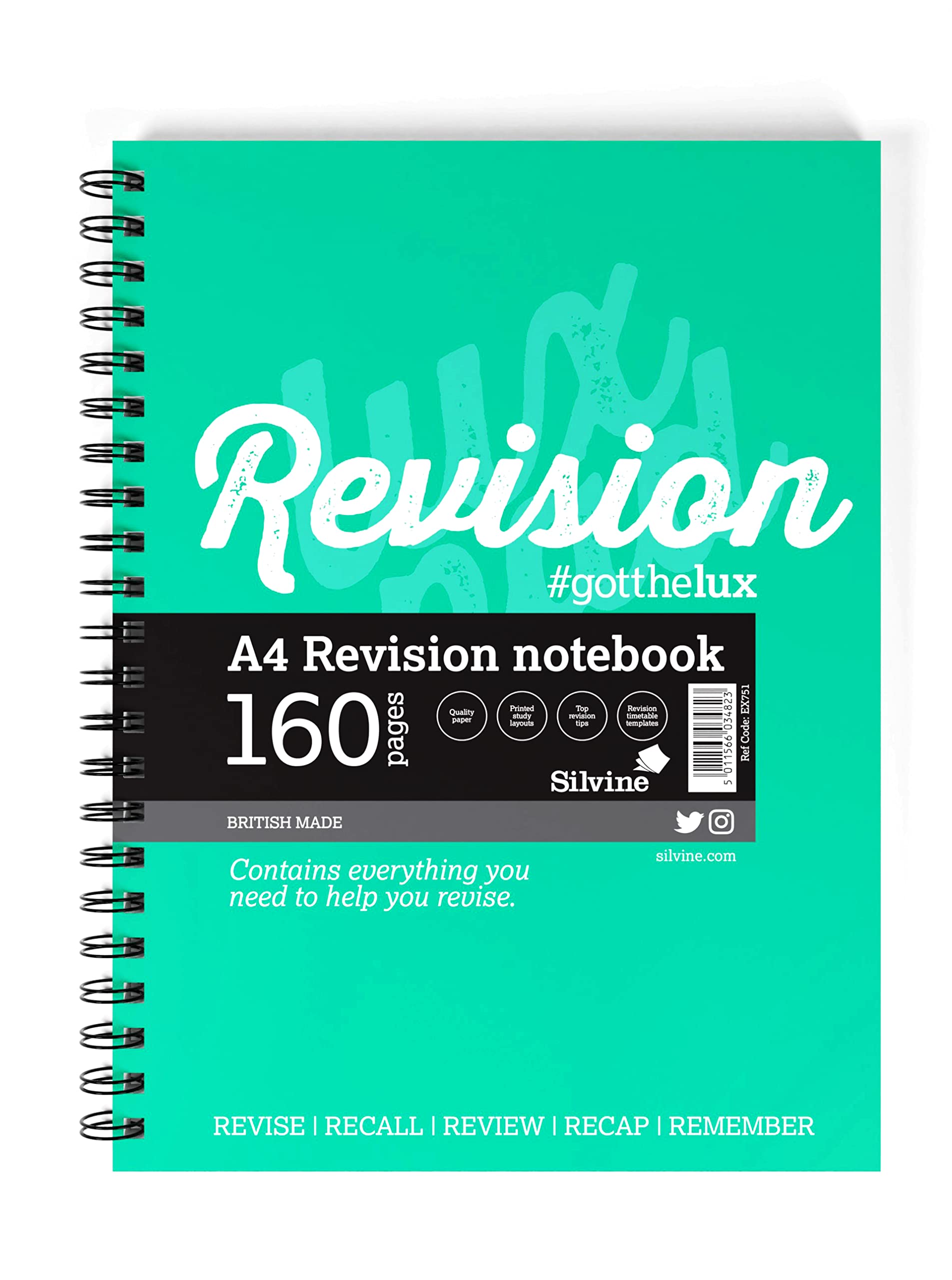 Silvine Luxpad A4 Wirebound Study Notebook - Lined 160 Pages with Revision Guide | Soft Cover 1