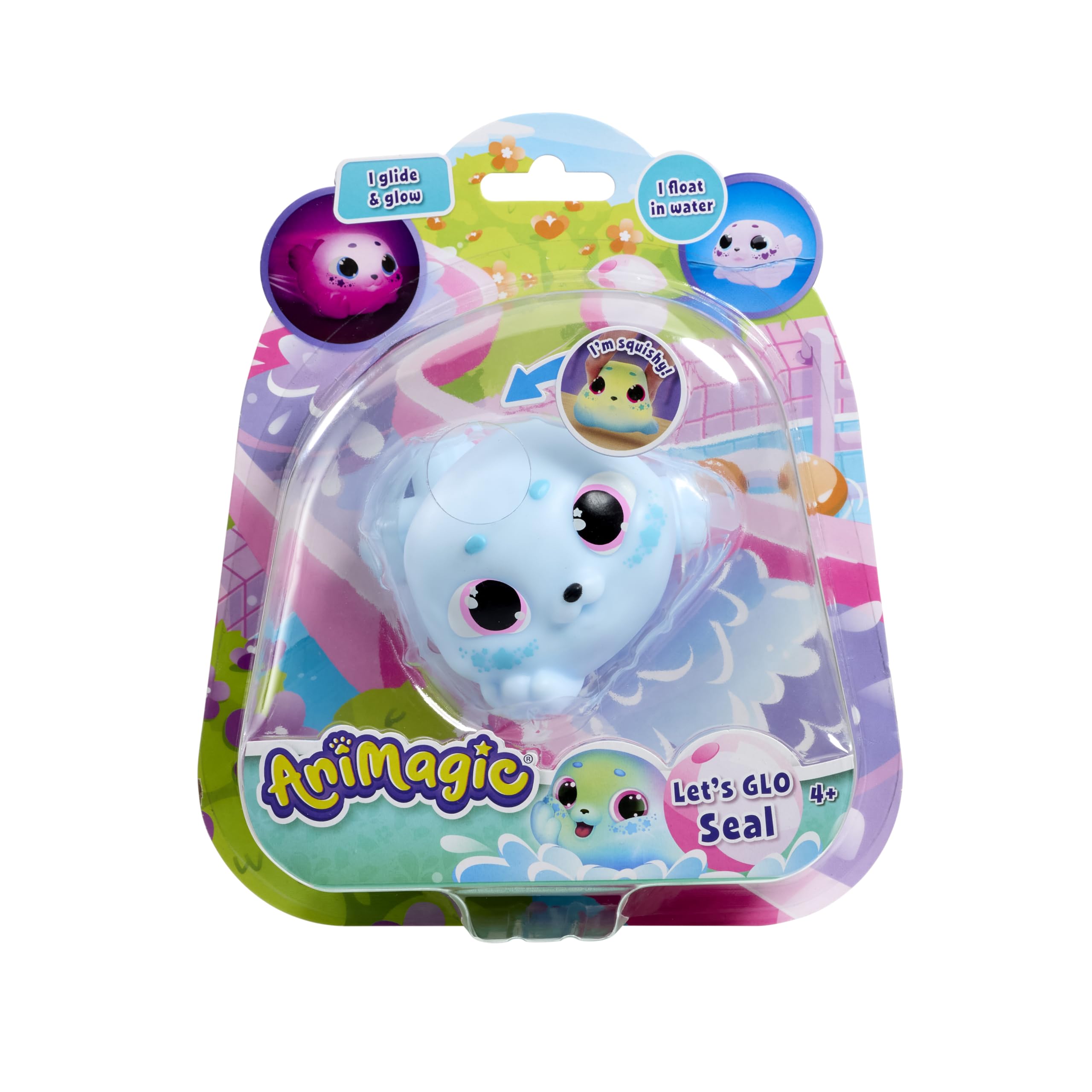 Animagic Let's Glo Seal - Blue | Glowing, Gliding, Squishy Interactive Toy for Kids