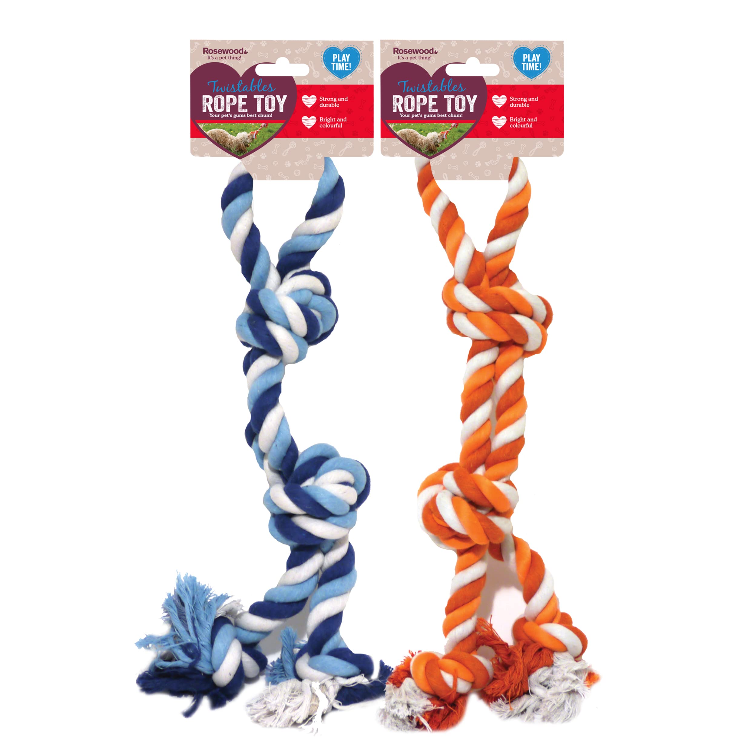 Rosewood Twistables Cotton Rope Tug Toy - Durable Chew & Fetch for Small Dogs and Puppies