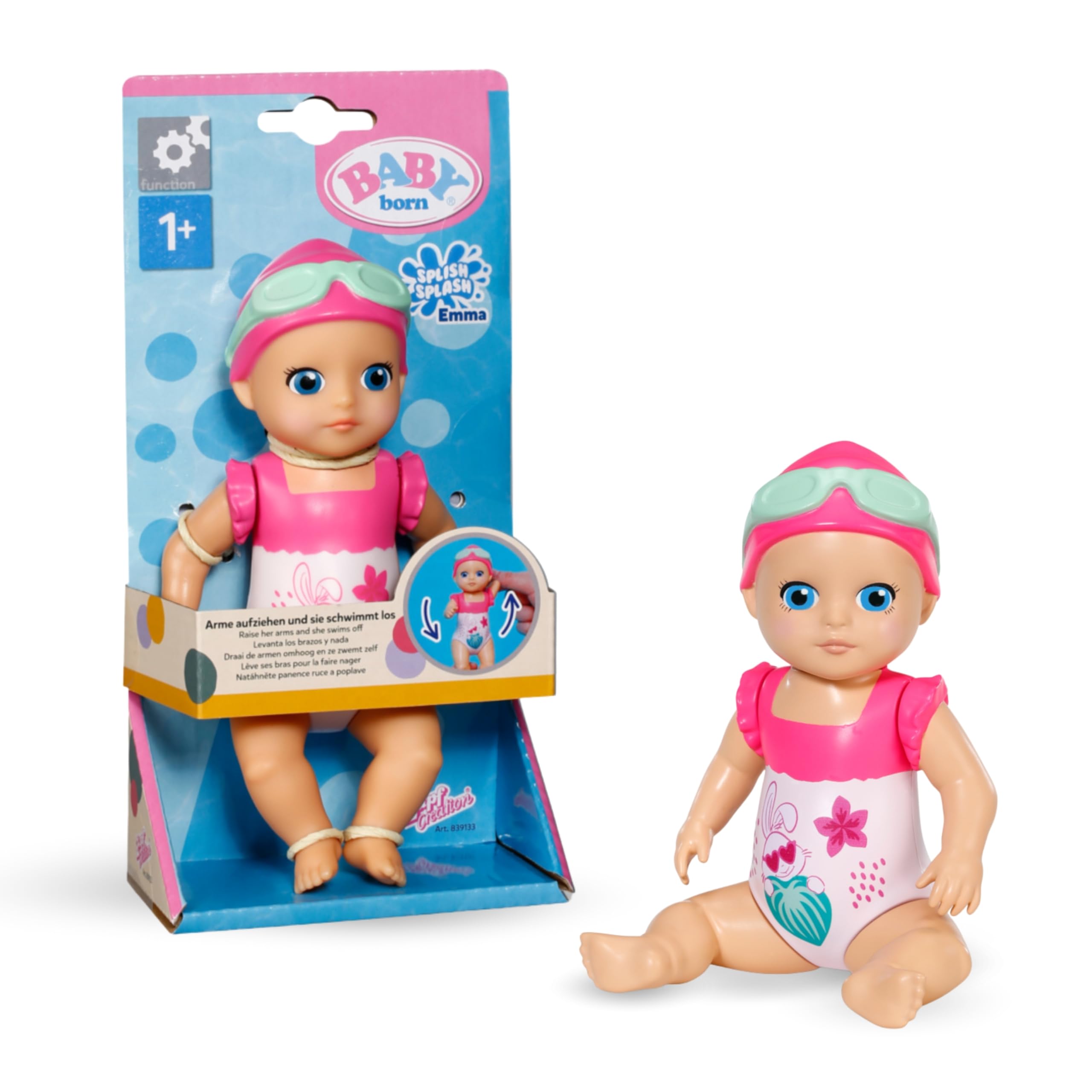 BABY born Splish Splash Emma - Interactive Bath Toy with Wind-Up Swimming Mechanism