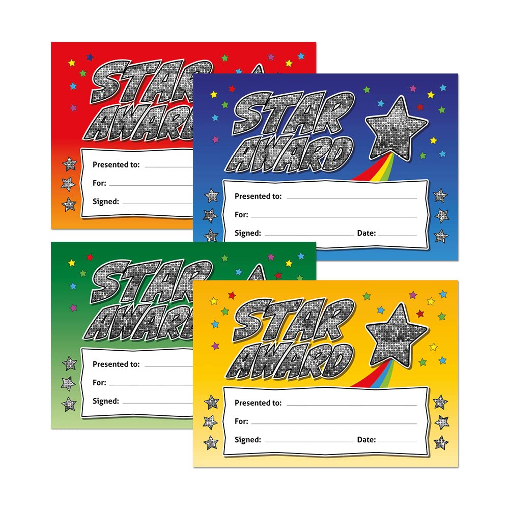 Star Award - Sparkly Holographic Reward Certificate (Multicoloured, A5, 20-Pack) 5