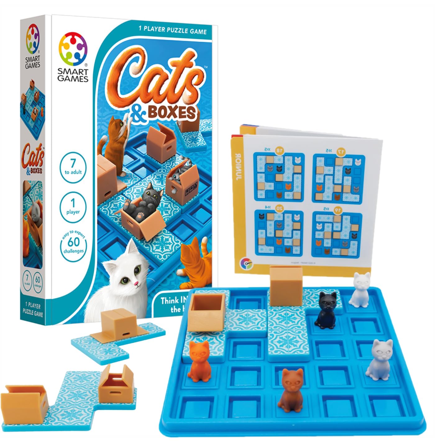 SmartGames Cats & Boxes Puzzle Game with 60 Challenges for 7+ Years
