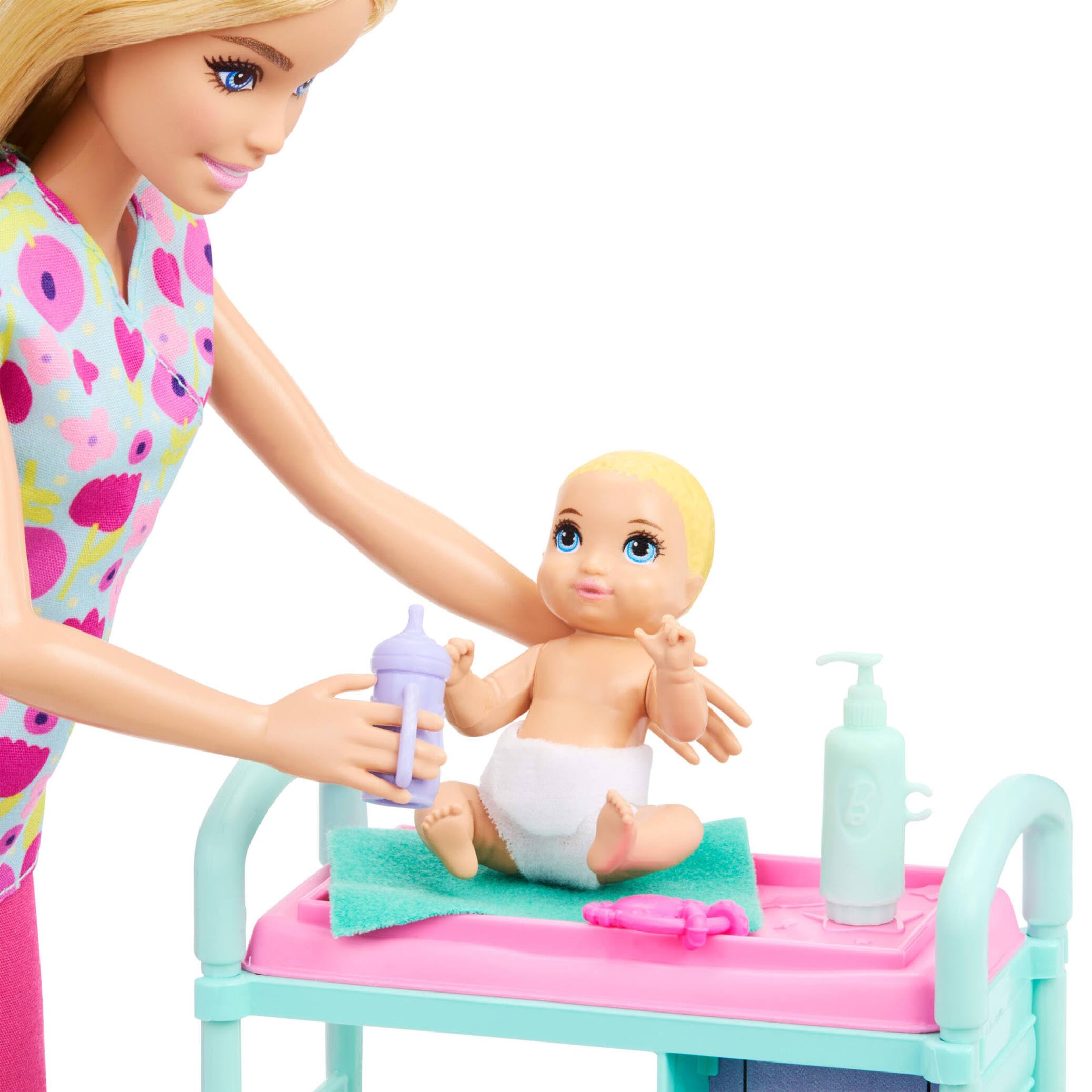 Barbie Careers Baby Doctor Playset with Blonde Doll, 2 Baby Patients | Ages 3+