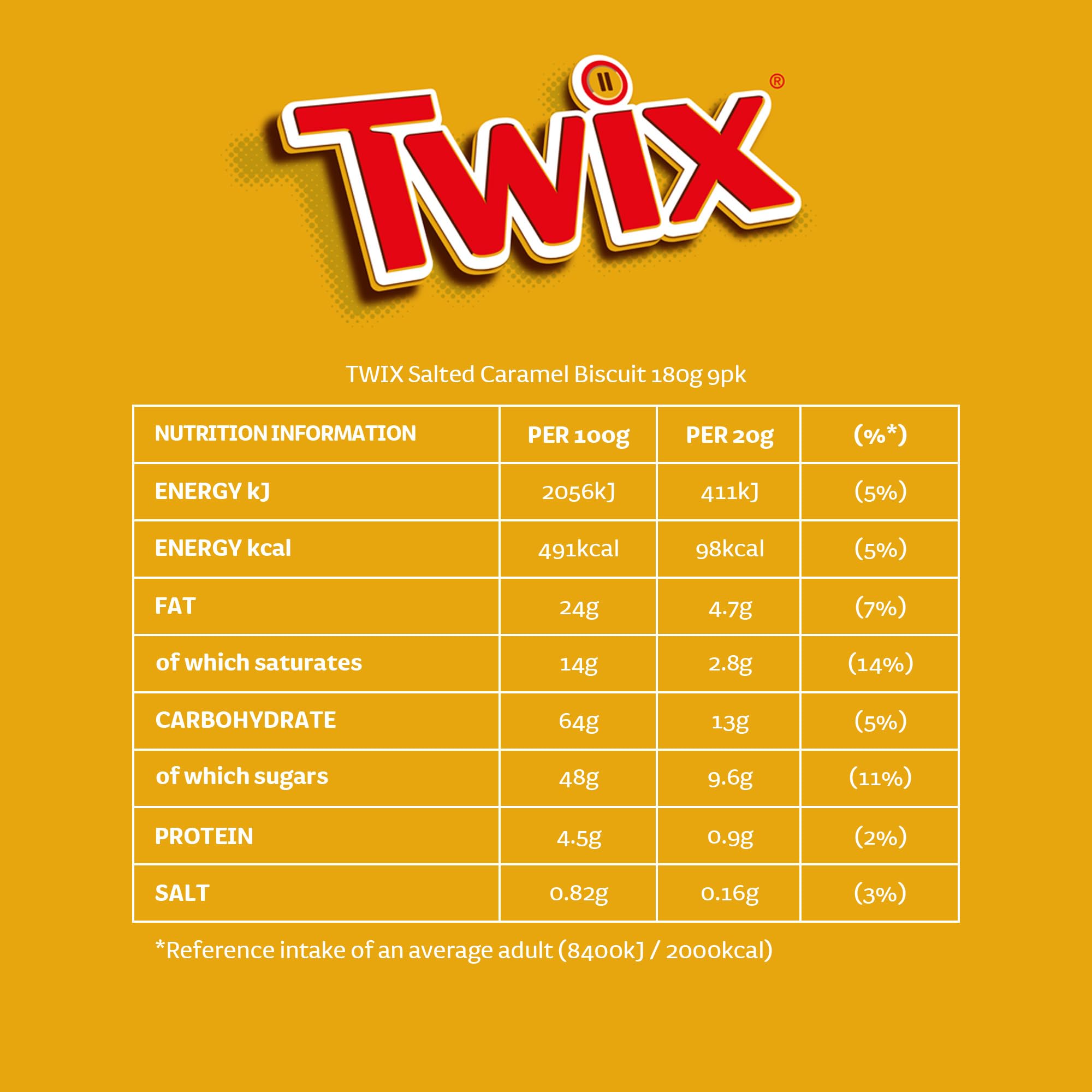 Twix - Salted Caramel & Milk Chocolate Fingers Biscuit Snack Bars Multipack (9x20g) 3