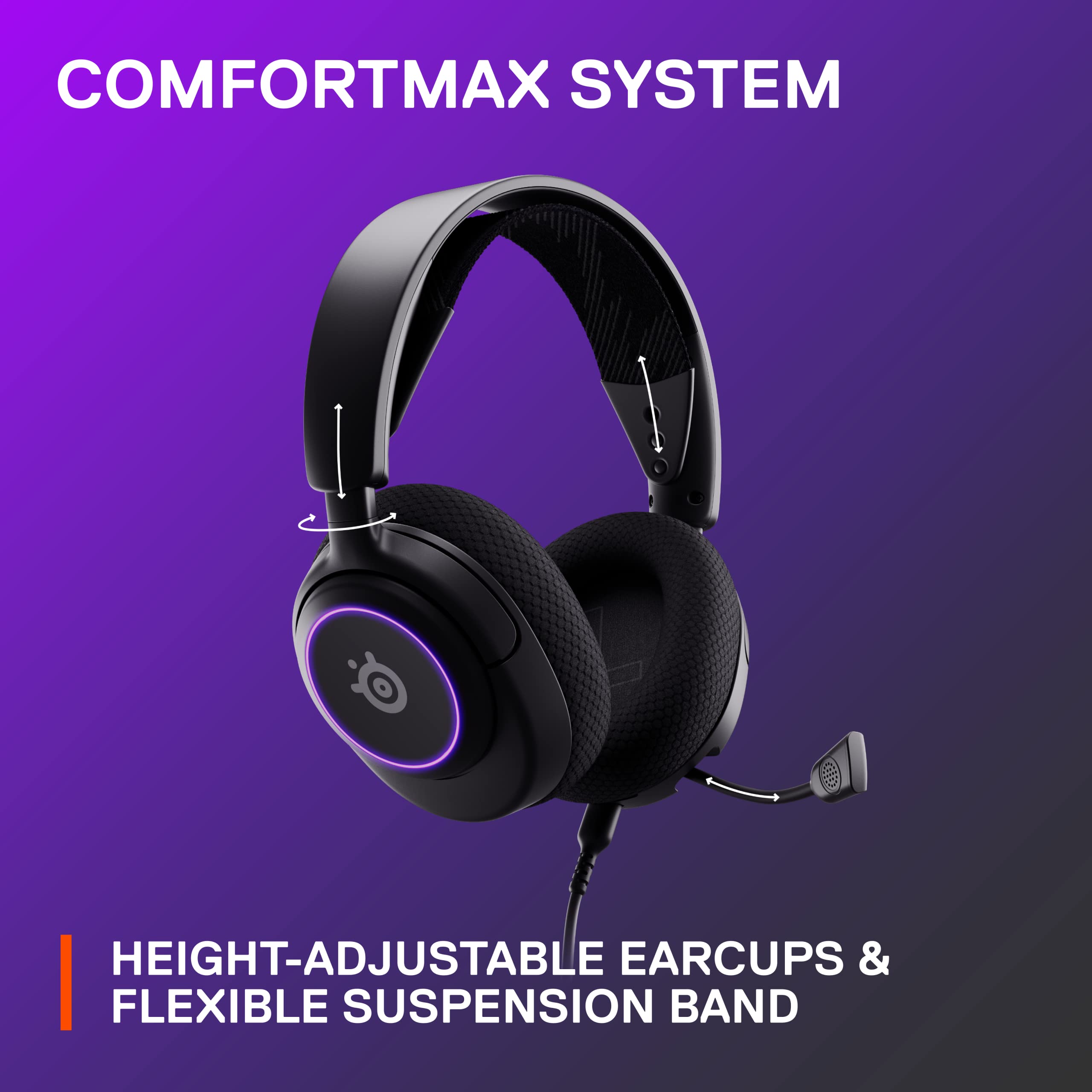 SteelSeries Arctis Nova 3 - USB-C Gaming Headset for PC, PS4, PS5 & Switch - RGB Lights - Hi-Fi Drivers - 360° Spatial Audio - AirWeave Memory Foam Earcups - Super Lightweight - ClearCast Gen 2 Mic 5