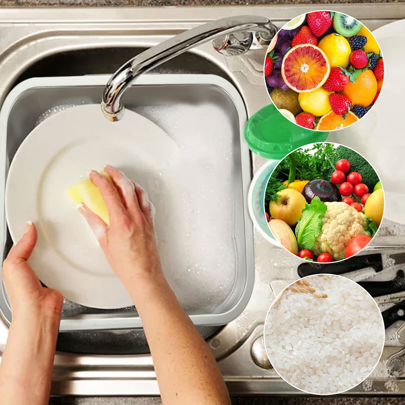 ASelected - Stainless Steel Washing Up Bowl 10L Rectangular Sink Basin