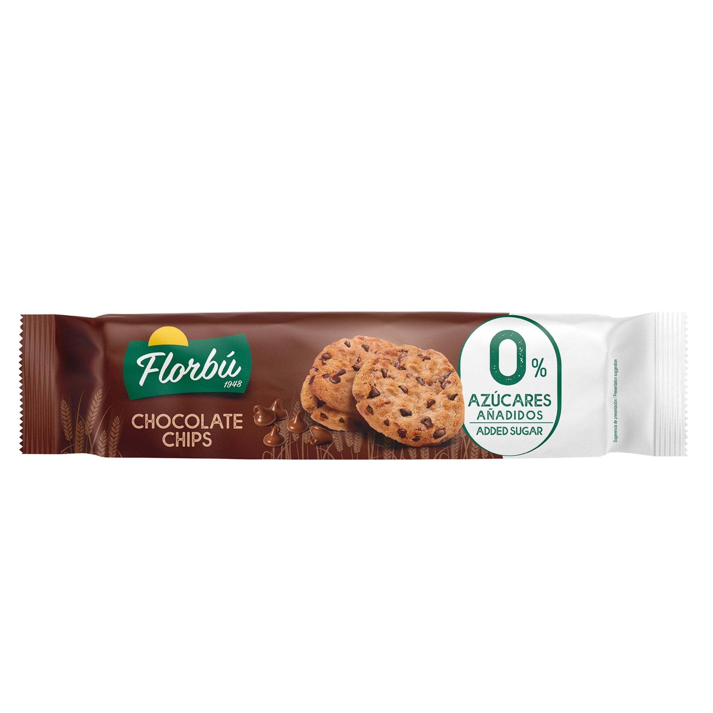 Florbu Chocolate Chip Cookies 0% - No Added Sugar Biscuits | Classic Crunch