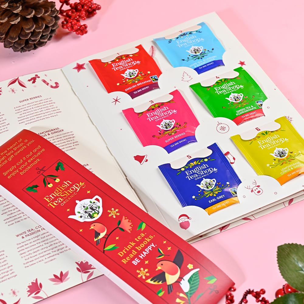 English Tea Shop Organic Tea Book Red Advent Calendar - 24 Tea Bag Sachets 5