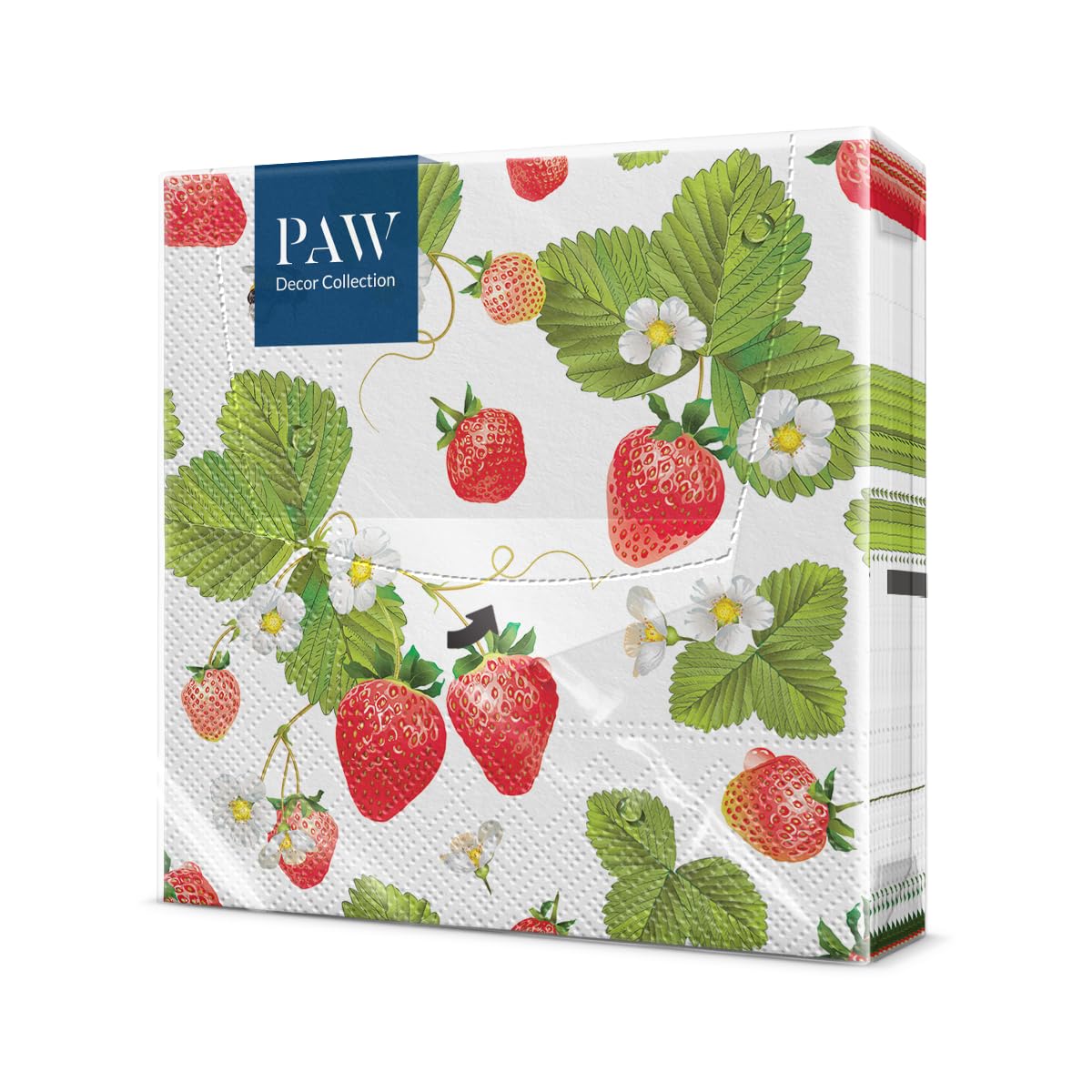 PAW Decor Collection 3-Ply Napkins - Strawberries with Bees Design | 33 x 33 cm | 20 Count