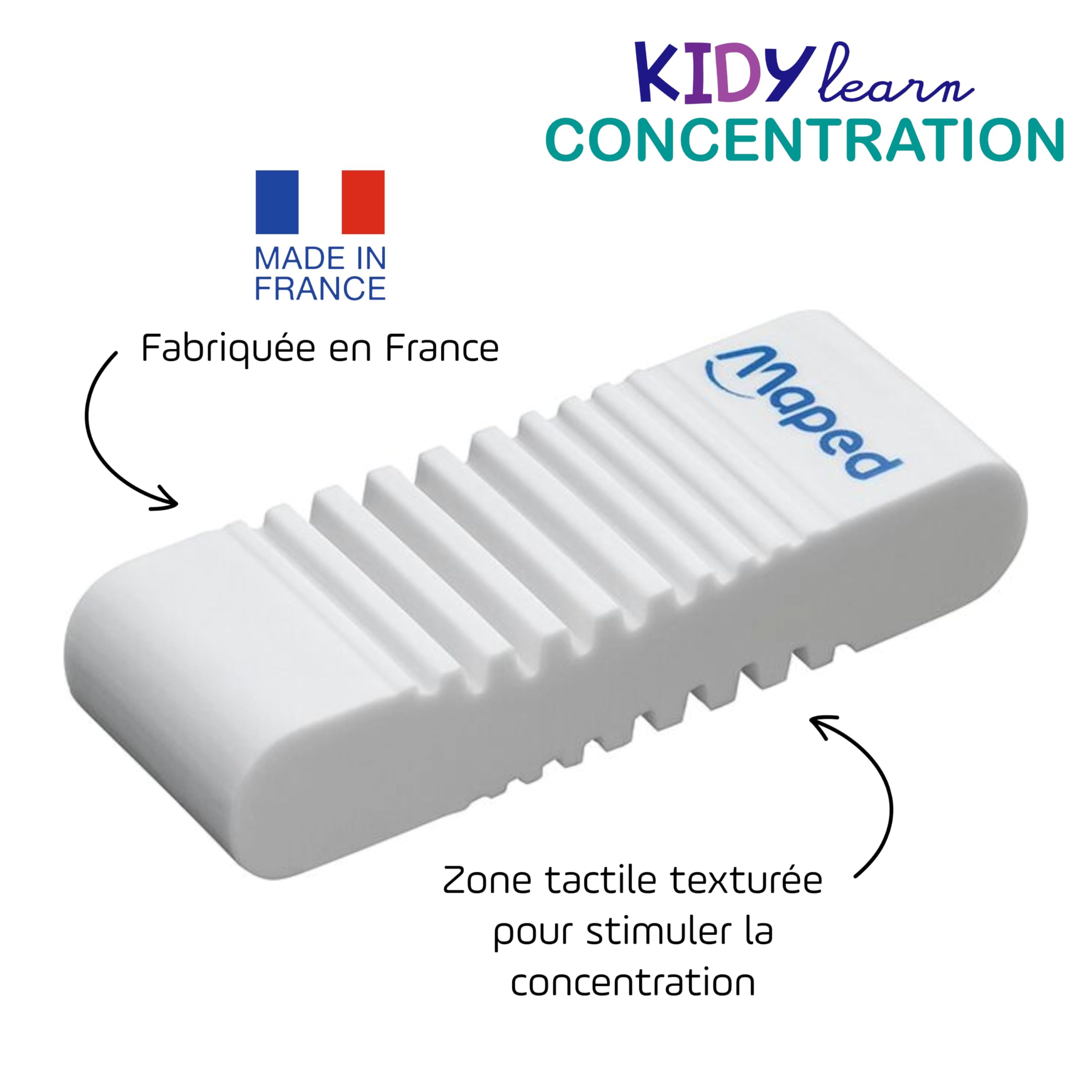Maped Kidy Learn Concentration Erasers Pack of 2 - Textured Surface for Focus & Grip 5
