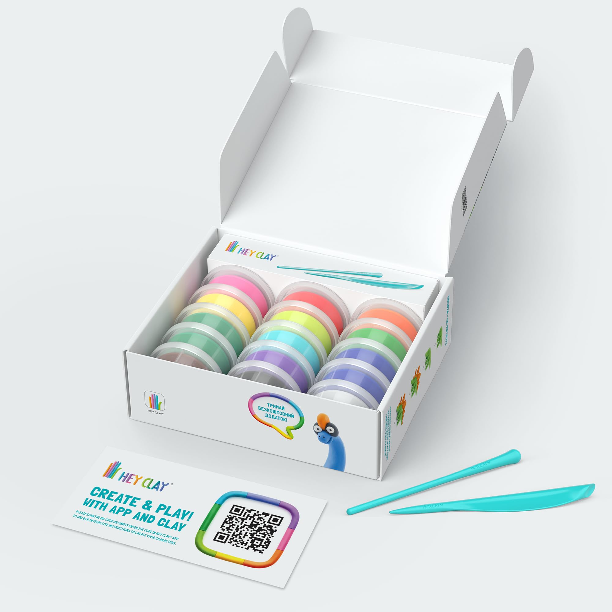 HEY CLAY Dinos Set - Air Dry Clay Kit | 15 Cans | Non-Toxic | Ages 3+