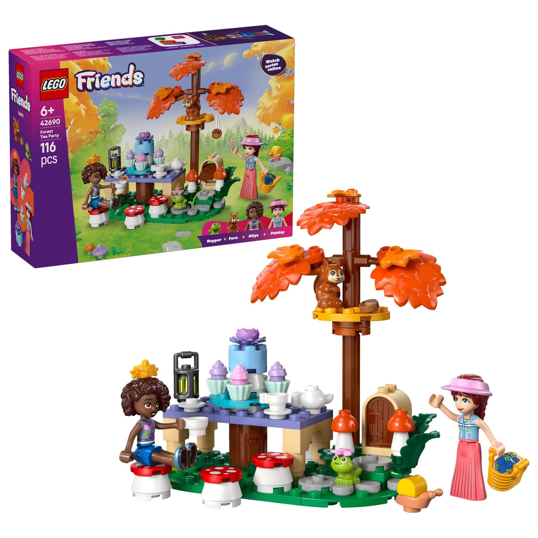 LEGO Friends Forest Tea Party Building Set 42690 | Ages 6+ | 2 Mini Dolls & 3 Animals