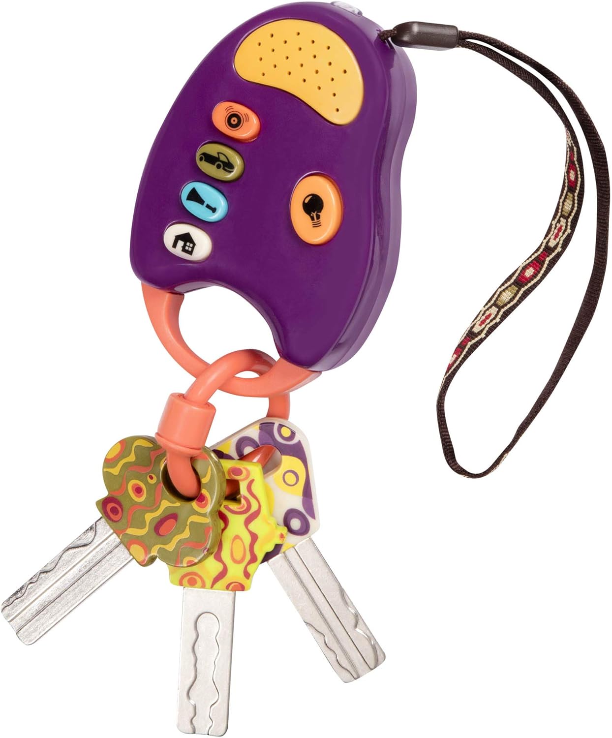 B. toys FunKeys Toy Car Keys with Light and Sounds for Toddlers – Purple
