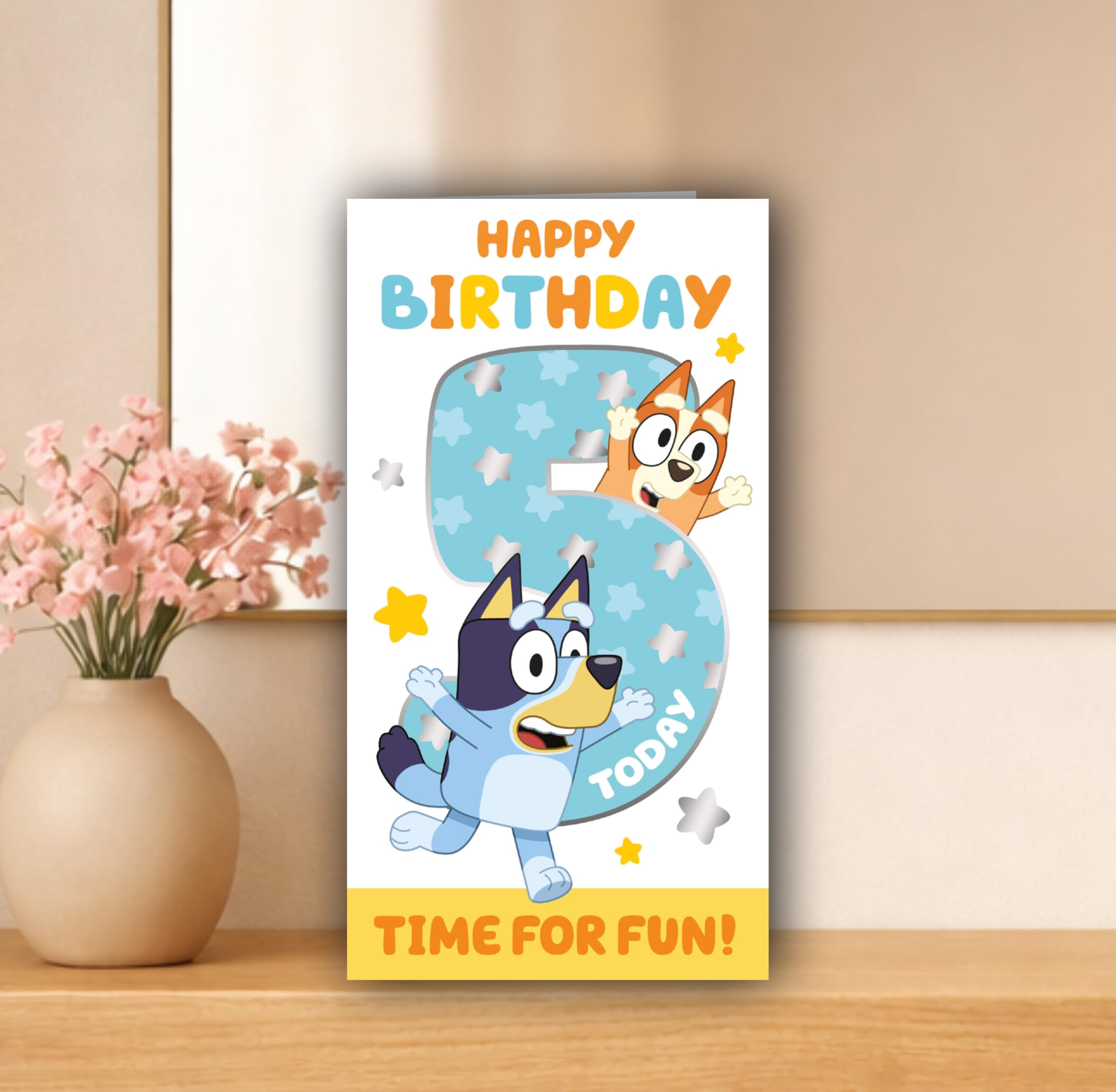 Danilo Promotions LTD Bluey 5th Birthday Card for Kids | Features Bluey & Bingo | Age 5 Greeting Card