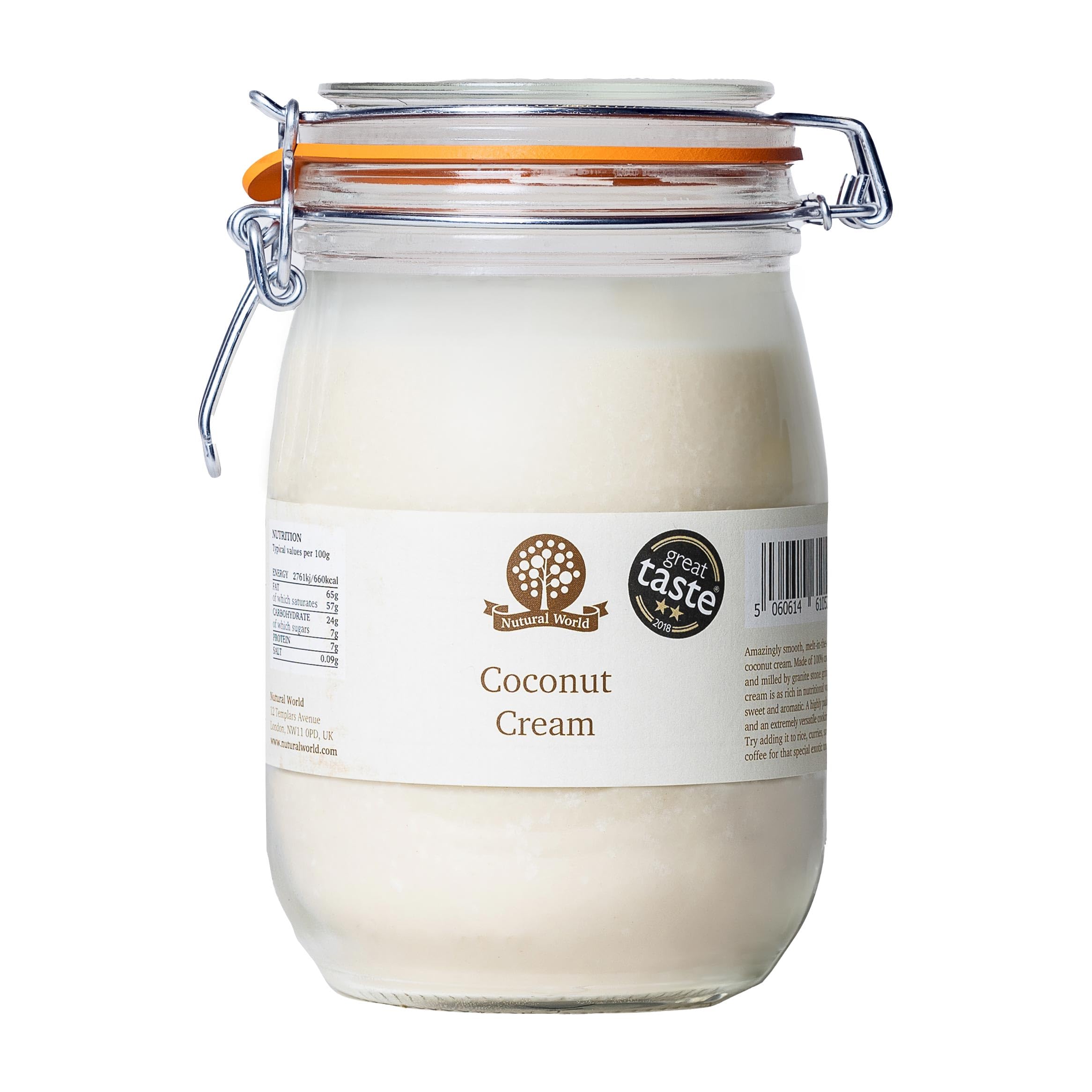 Nutural World - Coconut Cream (1kg) in Reusable Glass Jar
