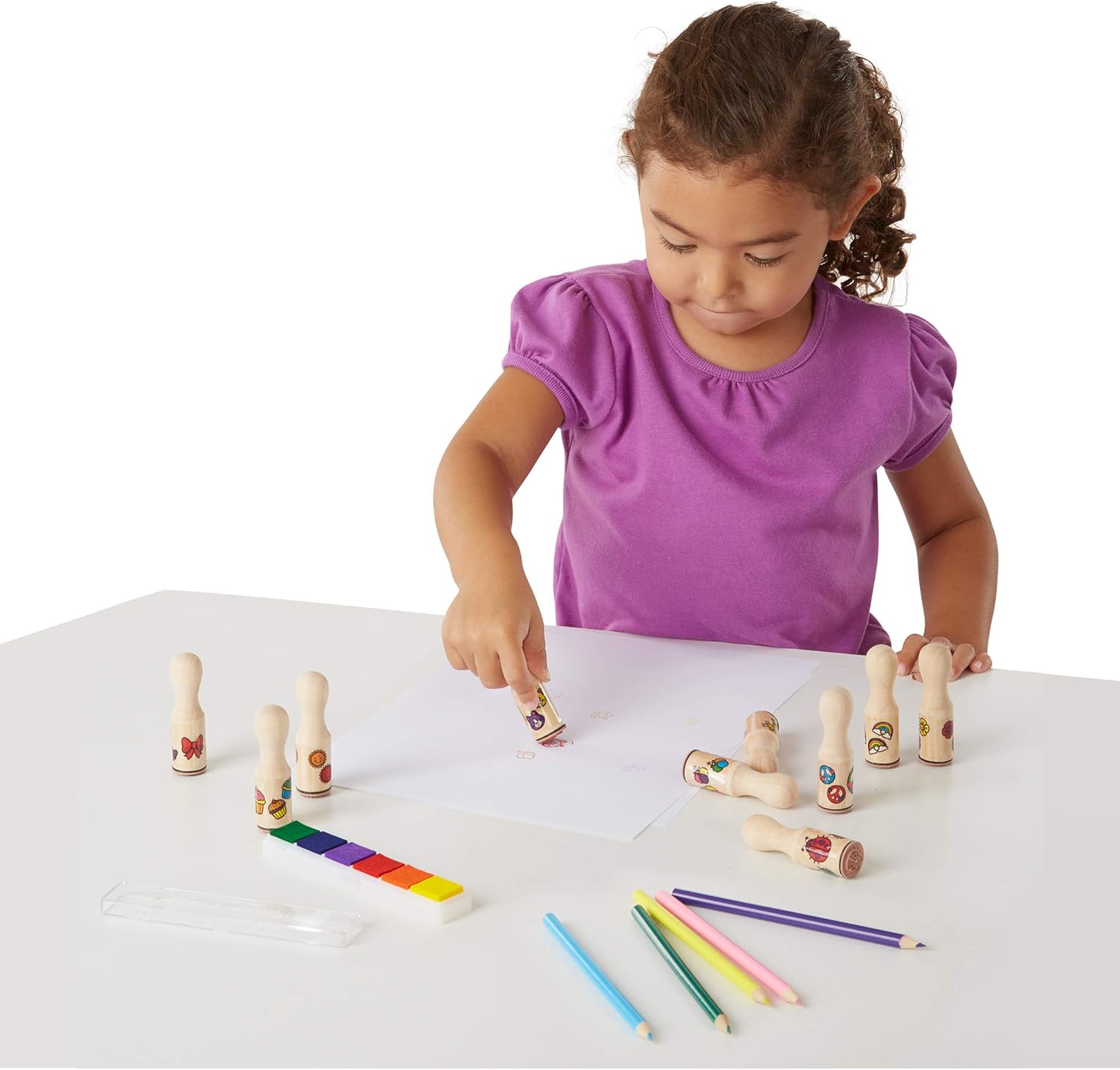 Melissa & Doug Wooden Handle Stamps - Deluxe Stamp Set for Kids 4-8 4