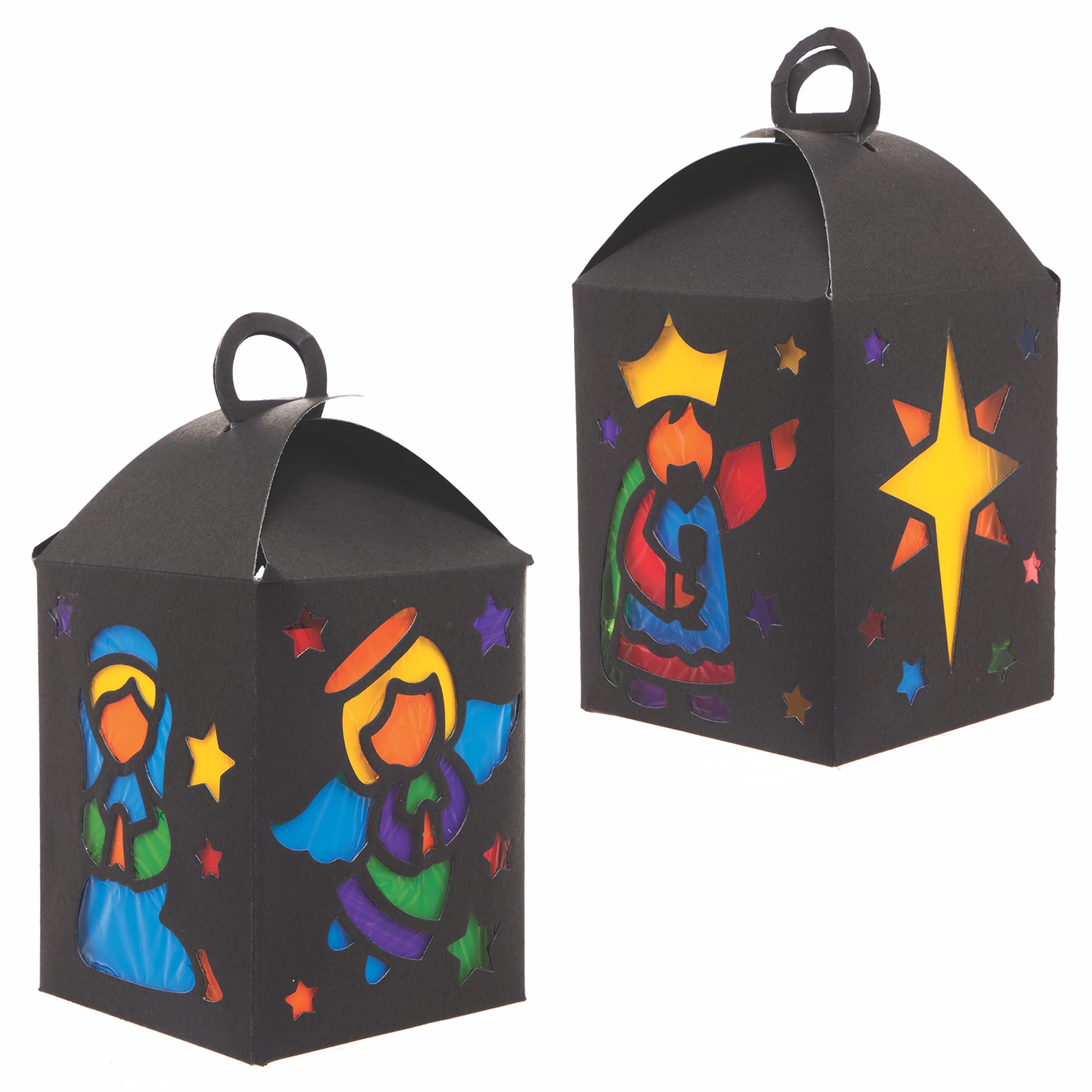 Baker Ross Nativity Stained Glass Lantern Kits - Pack of 4, Ages 5+, Assorted Designs 6