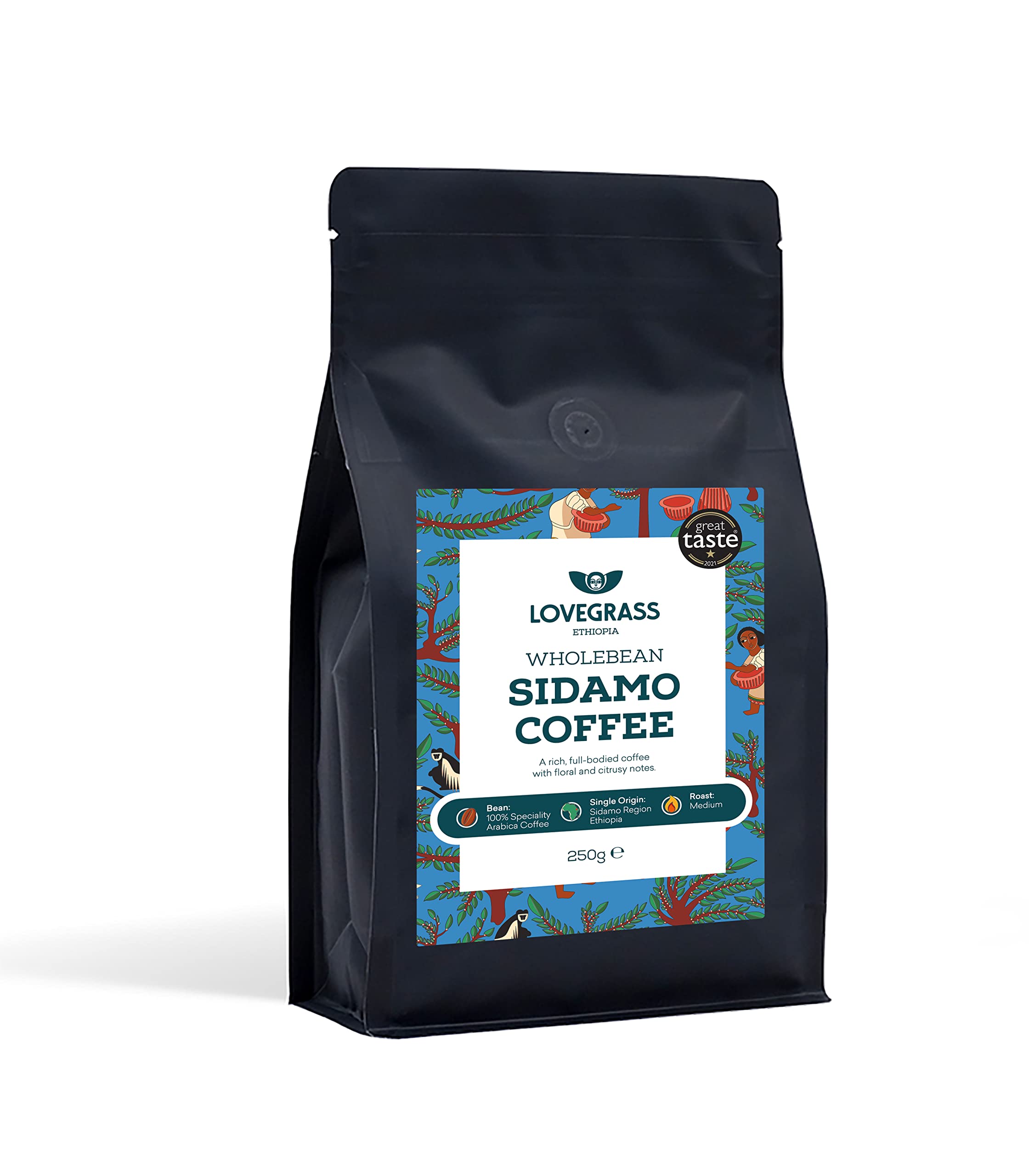 Lovegrass Ethiopia - Single Origin Sidamo Coffee Medium Roast 250g