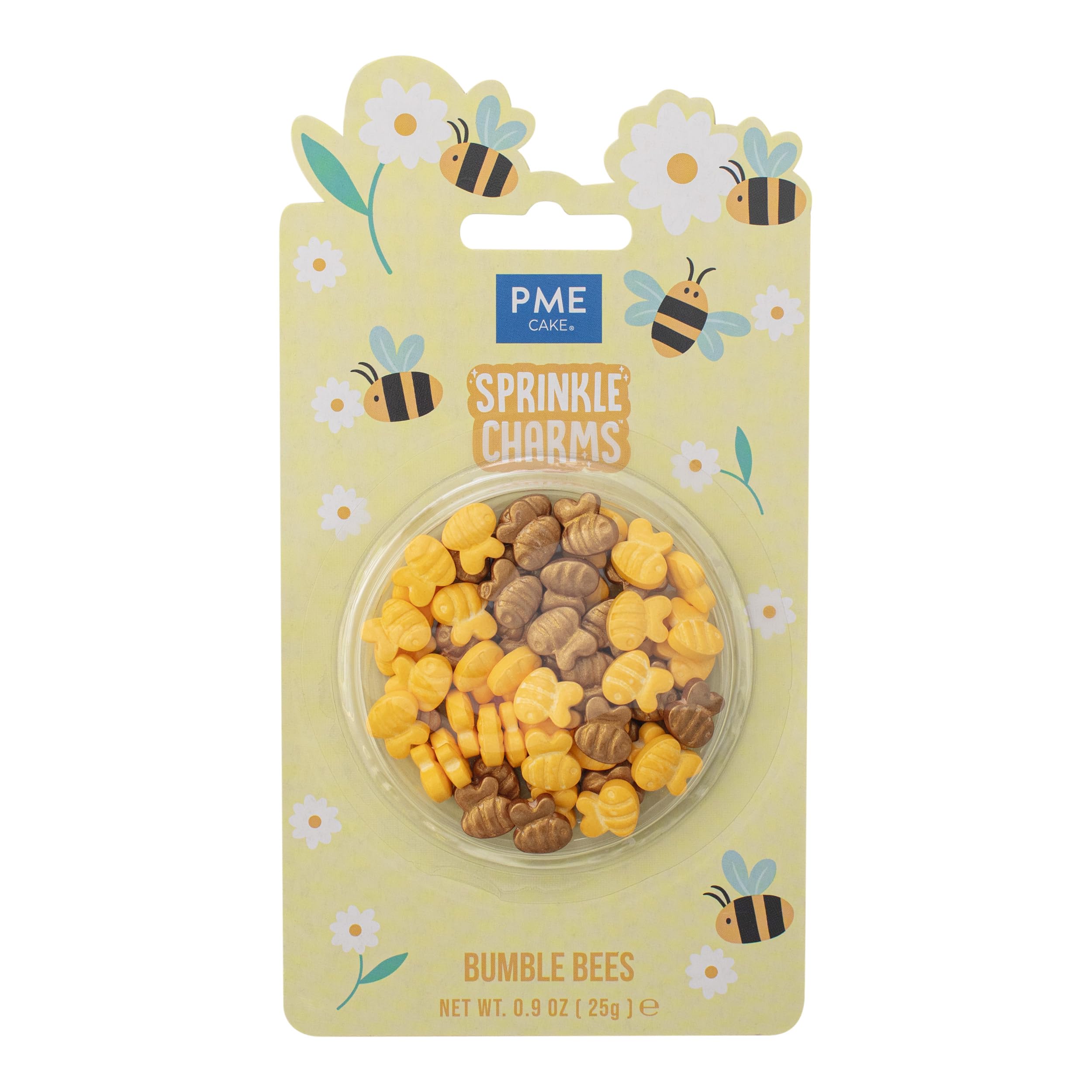 PME Bumble Bees Edible Cupcake Toppers Sprinkle Charms - 25g | Yellow | 10mm Size