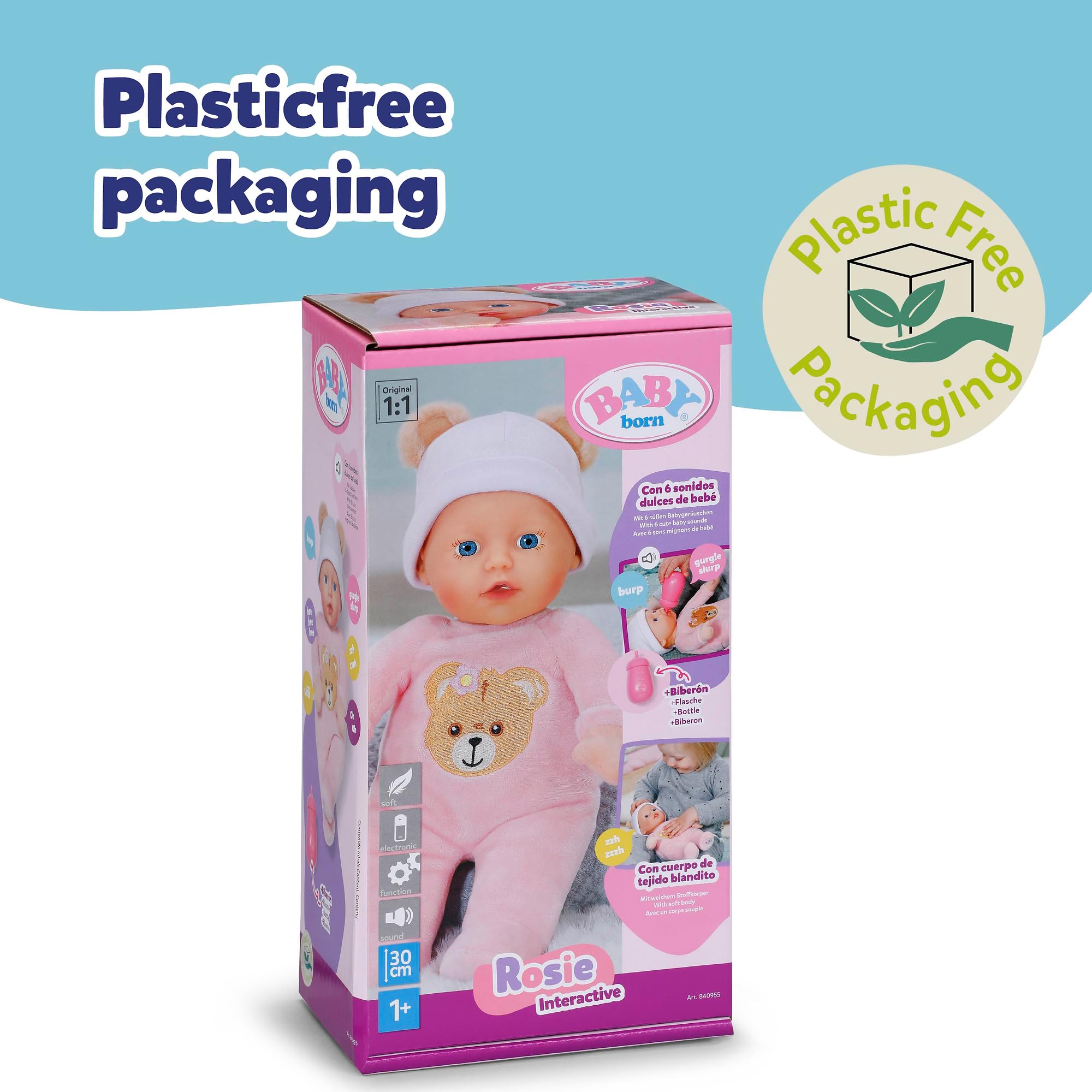 BABY born Interactive Rosie 30cm Soft Doll with 6 Sounds & Bottle | Ages 1+ 8
