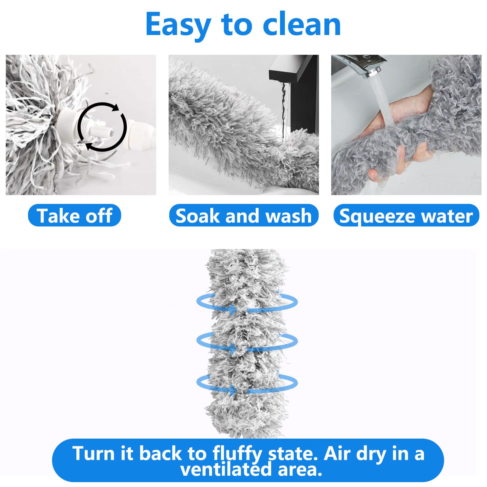 ASelected Extendable Microfiber Duster with 108" Telescoping Pole - 80-275cm Adjustable Height for Ceilings, Fans & Blinds 4