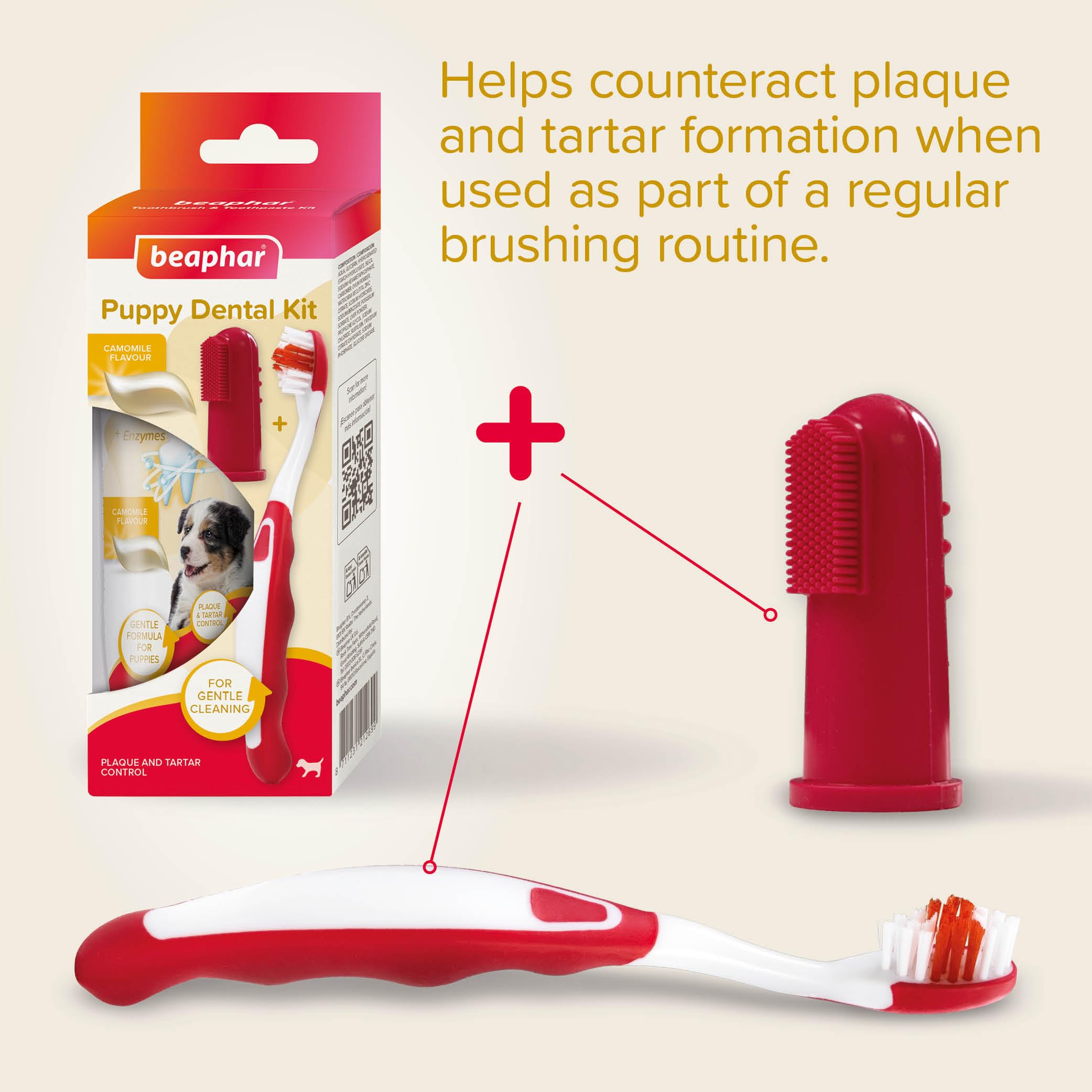 Beaphar Puppy Dental Care Kit - Toothbrush, Finger Brush & Camomile Toothpaste | 3 Items 2