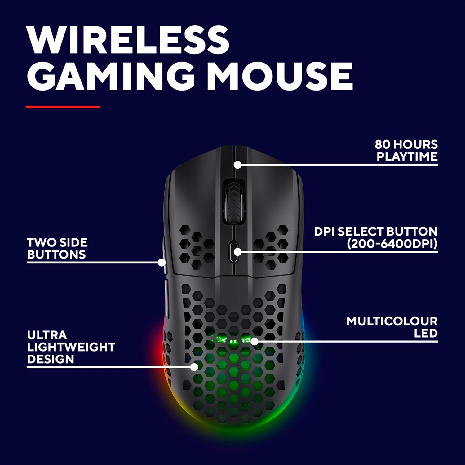 Trust Gaming GXT 929 Helox Wireless Gaming Mouse – Ultra-Light 75g with RGB, 2.4 GHz, Rechargeable, 80-Hour Battery 6