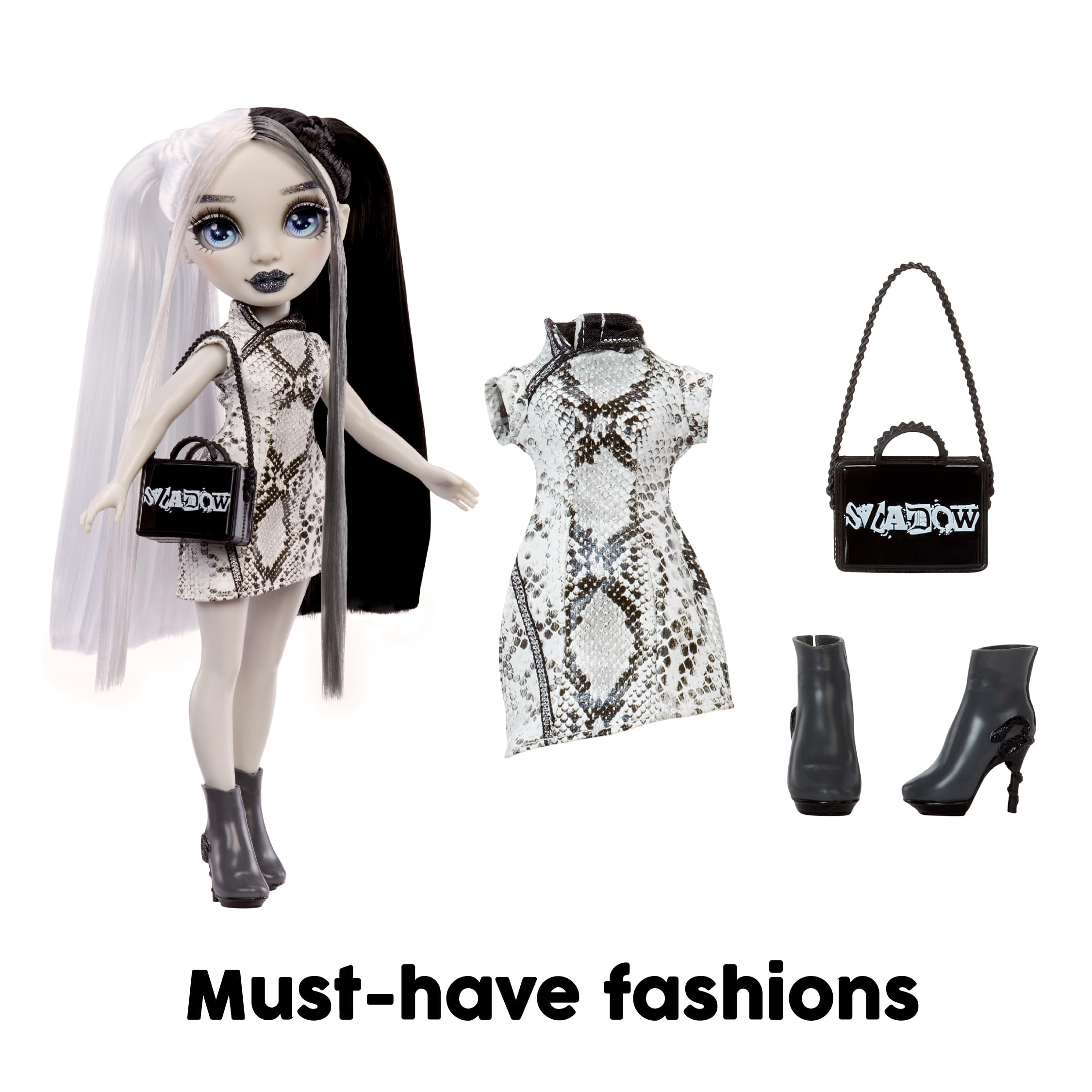 Rainbow High Shadow High Heather Grayson - 28cm Grayscale Fashion Doll with Black & White Hair, Outfit, Shoes & Handbag 4
