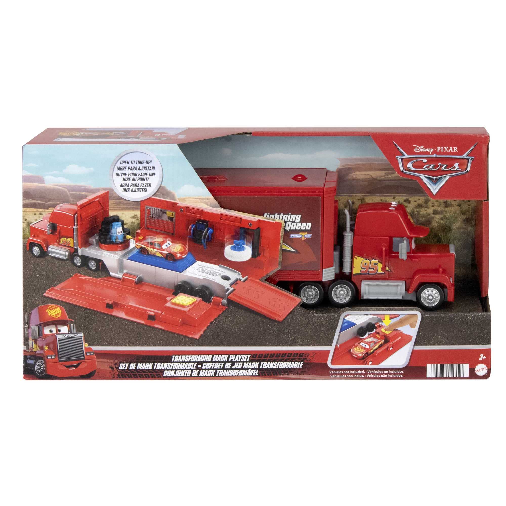 Disney and Pixar Cars Transforming Mack Playset - 2-in-1 Toy Truck & Tune-Up Station for Kids 3+ 4