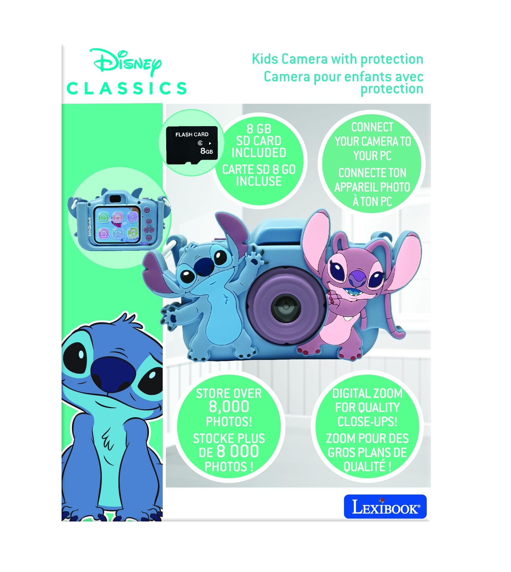 Lexibook DJ078D Disney Stitch 4-in-1 Kids Digital Camera with 8GB Card, MP3 Player & Games 3