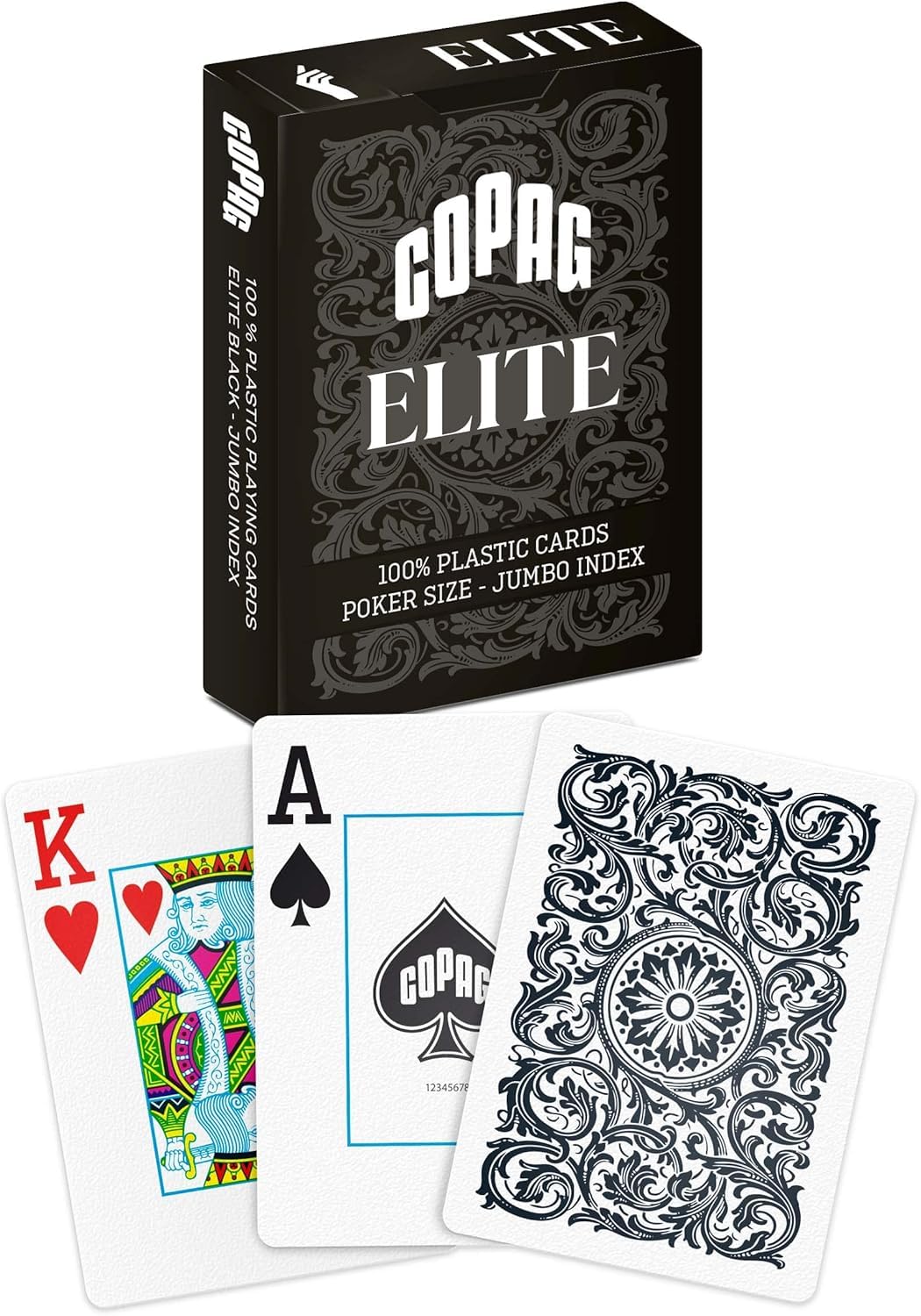Copag Poker Size Jumbo Index Black Playing Cards | PVC Plastic Deck | Adult Unisex 1