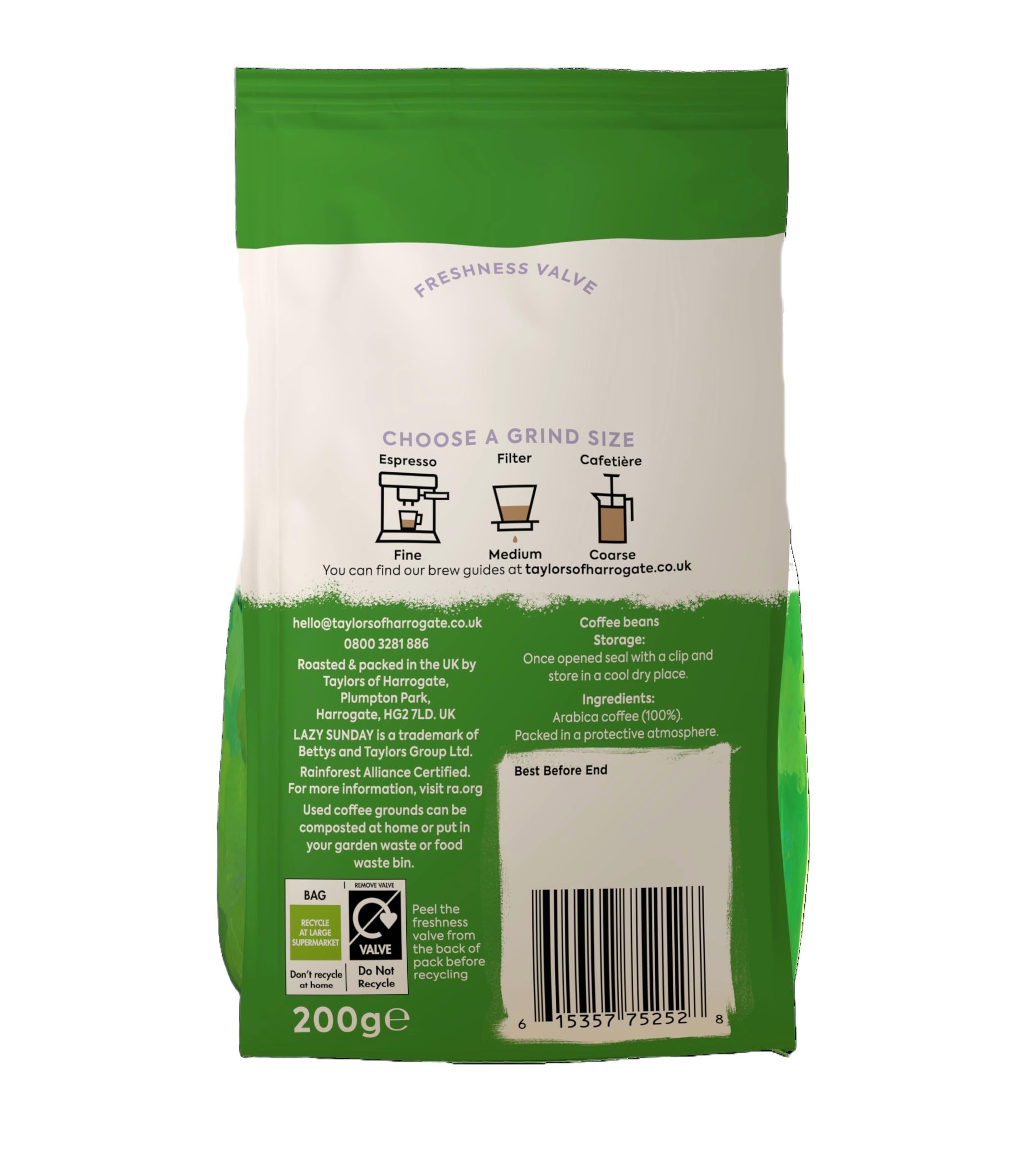 Taylors of Harrogate Lazy Sunday Coffee Beans - 100% Arabica Whole Bean Blend, 200g (Pack of 6) 3