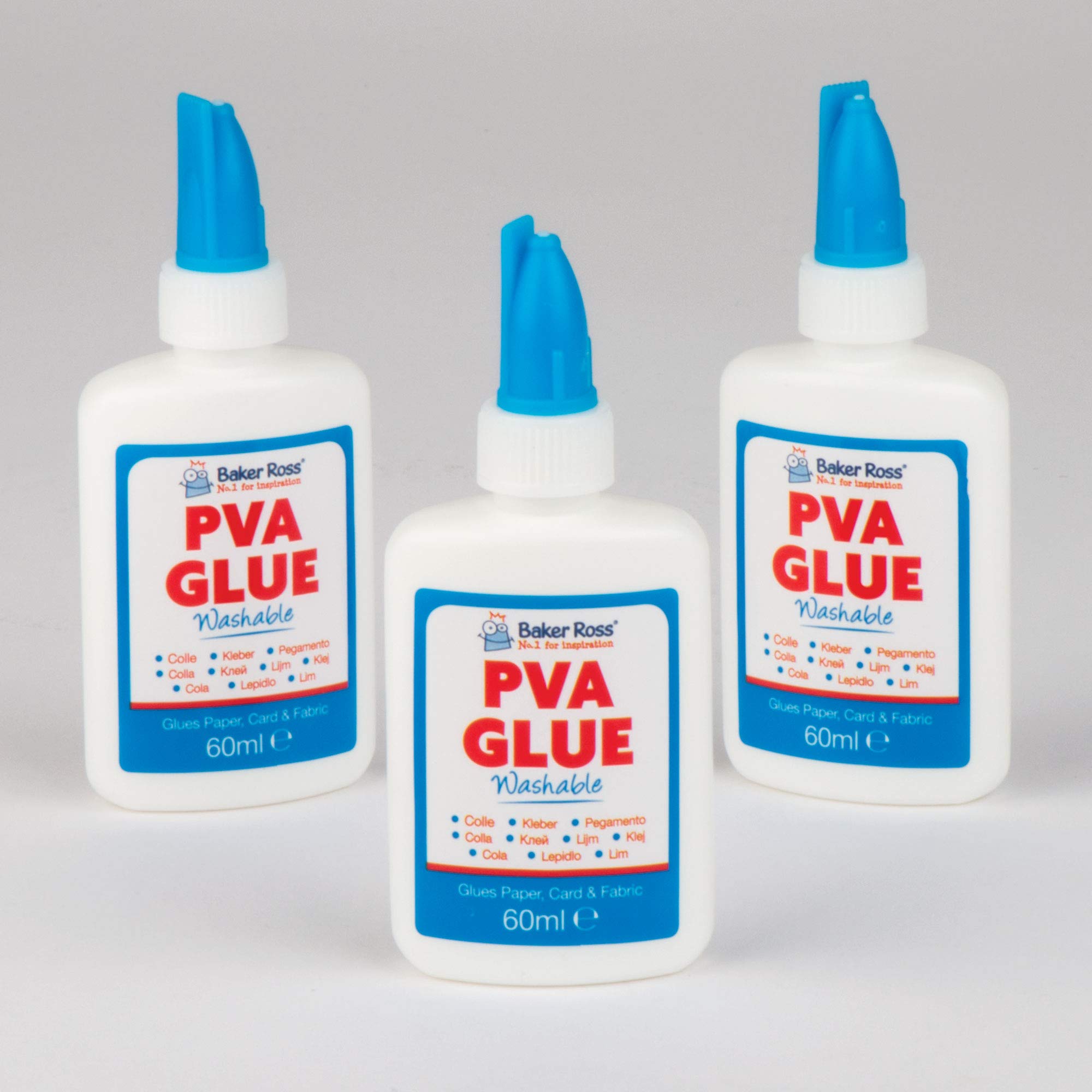 Baker Ross Mini Washable PVA Glue Bottles - 3 Pack, 60ml Each | Dries Clear