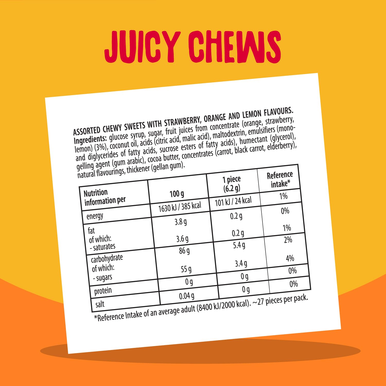 Fruittella Juicy Chews - Mixed Strawberry, Orange & Lemon Flavour Chewy Sweets (1.36kg) 4