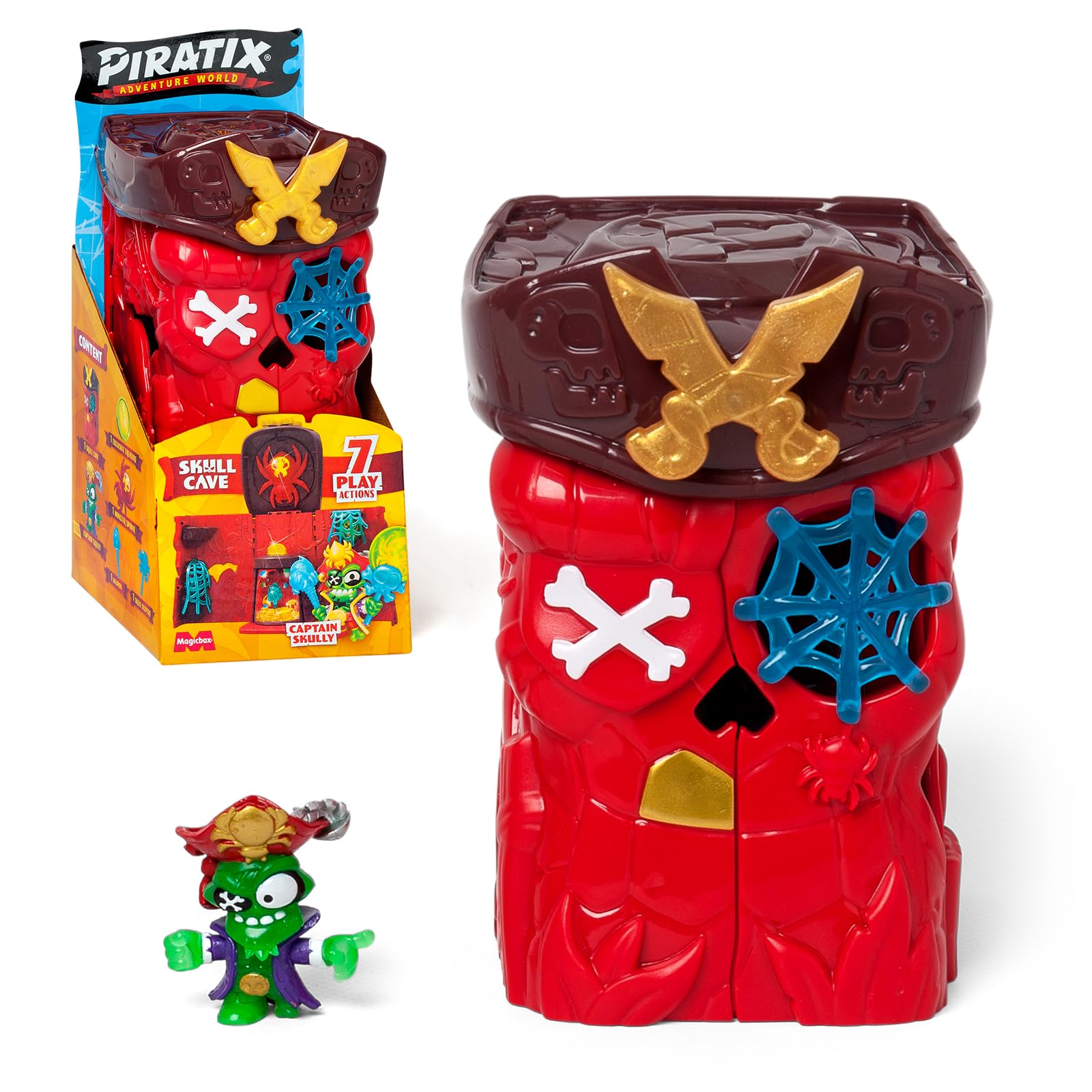 PIRATIX ADVENTURE WORLD Secret Skull Cave Playset | Includes Captain Skully Figure & Treasure 1