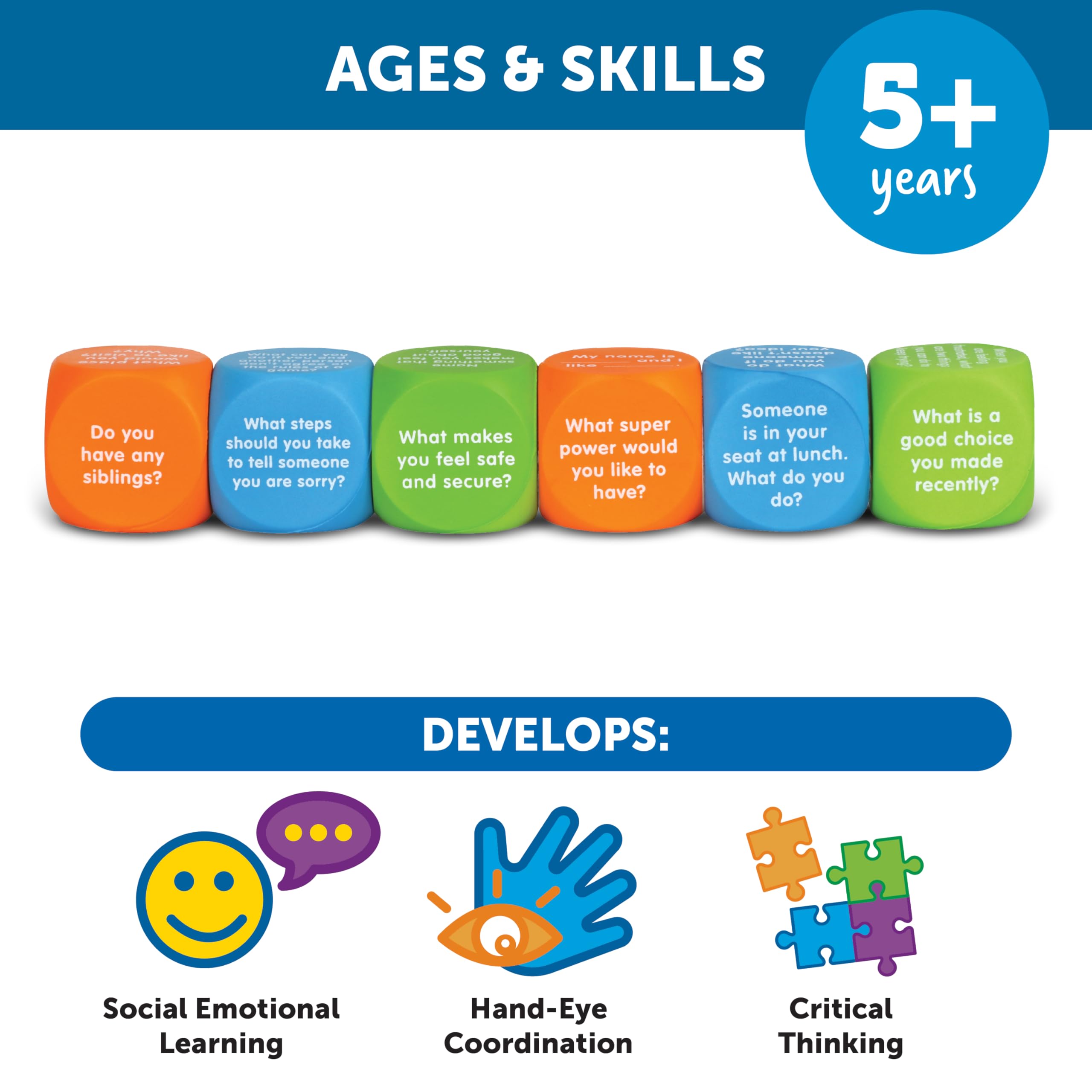 Learning Resources Let’s Talk SEL Cubes - Educational Social-Emotional Learning Game for Kids Ages 5-9 12