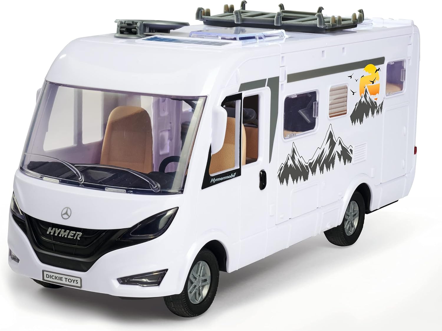 Dickie Toys 203837021 Caravan Playset - 30 cm Folding Camping Trolley with Lights & Accessories (White) 6