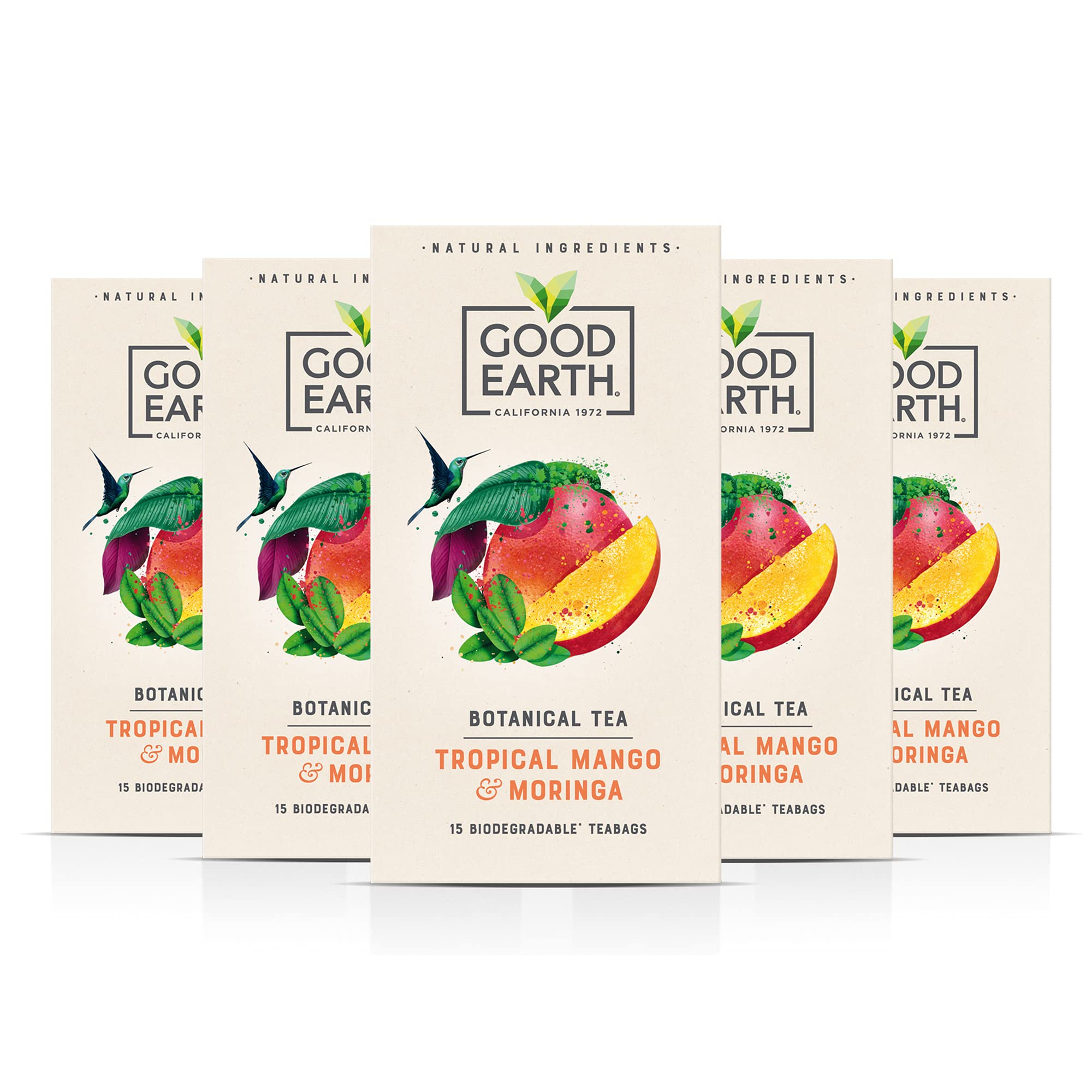 Good Earth Tea Co. Tropical Mango & Moringa Tea Bags - Refreshingly Natural 10