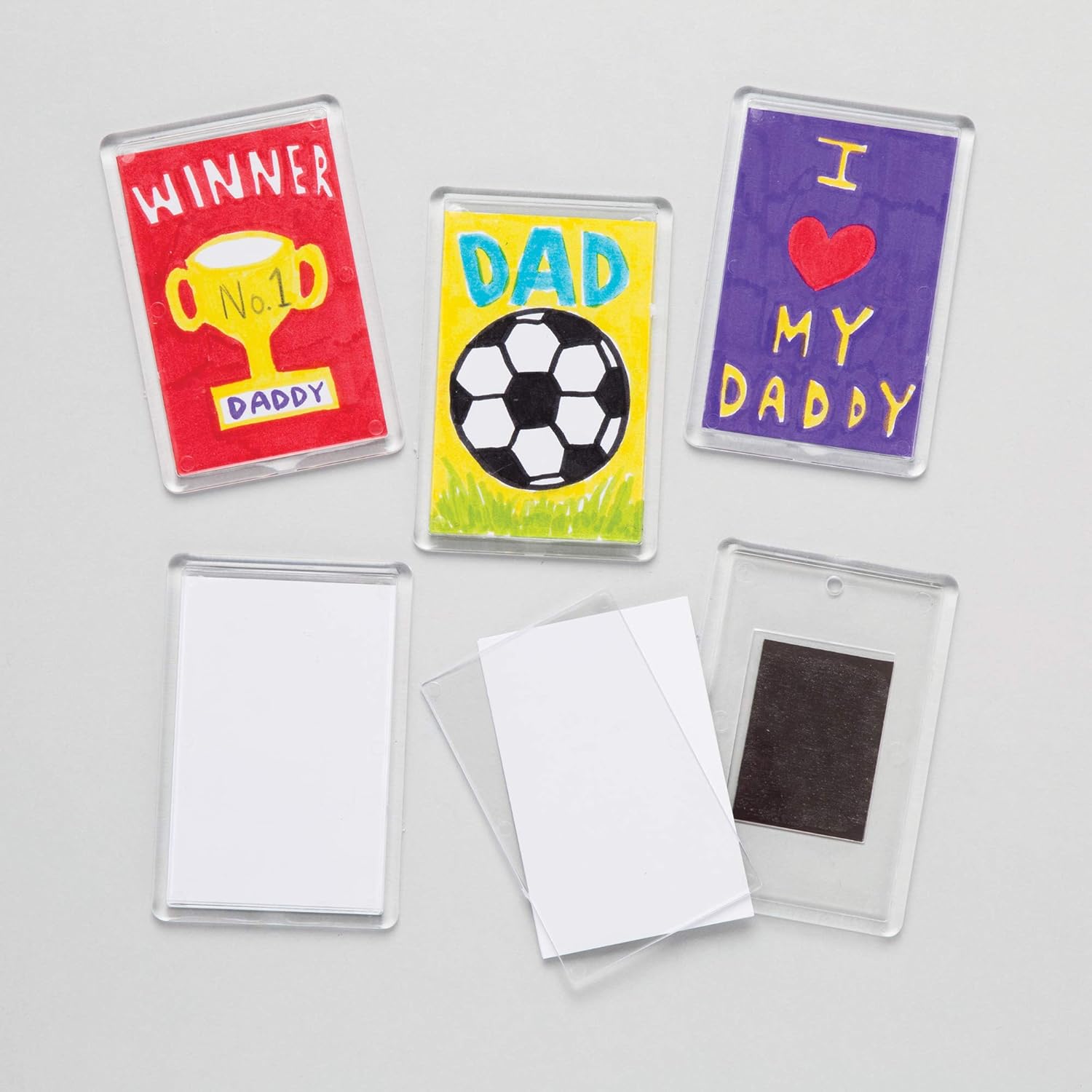 Baker Ross Design Your Own Magnet Kit - 6-Pack Transparent Magnets for Kids' Craft & Personalization 3