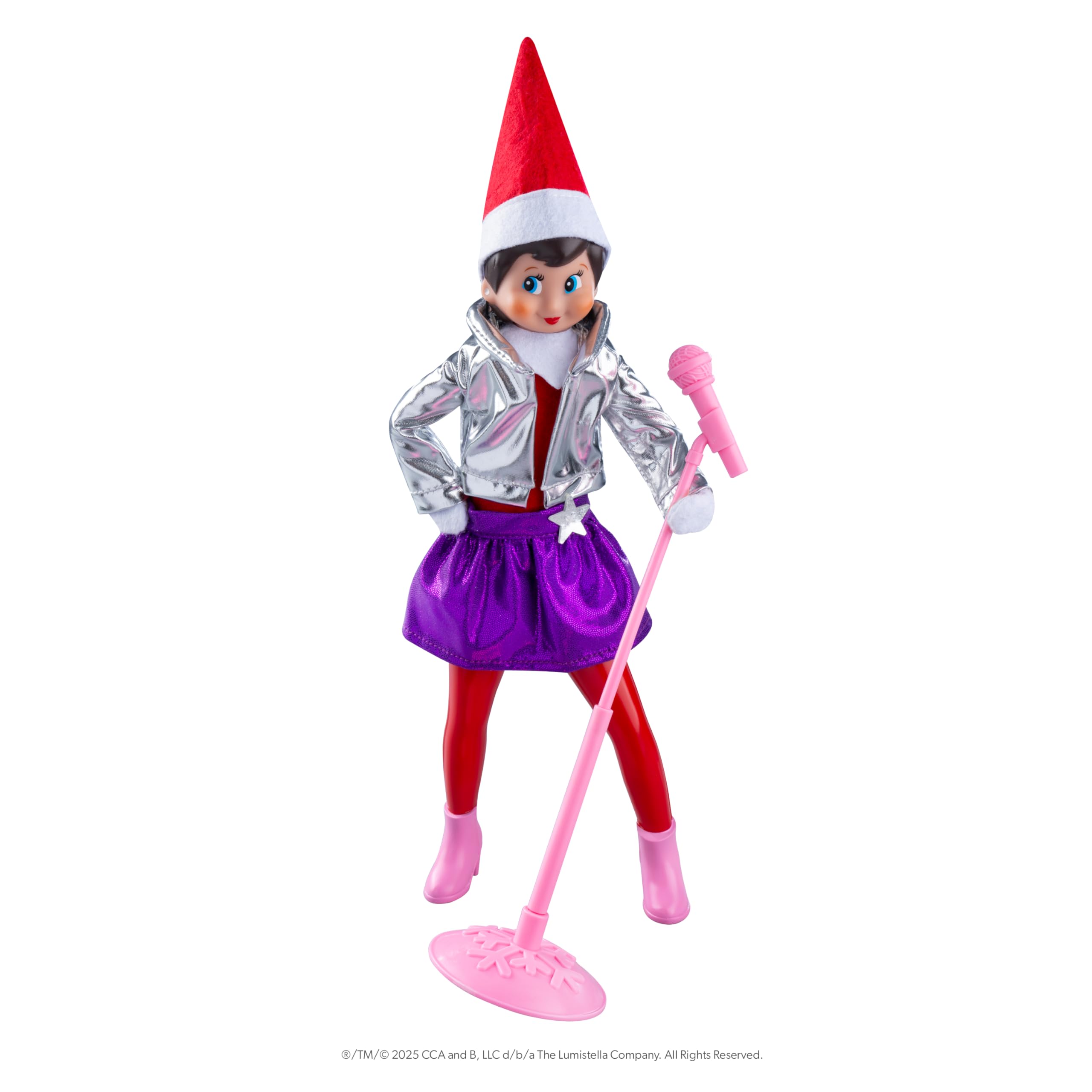 The Elf on the Shelf MagiFreez Pop Star Elf Set - Glittery Stage Outfit with Mic & Stand 3