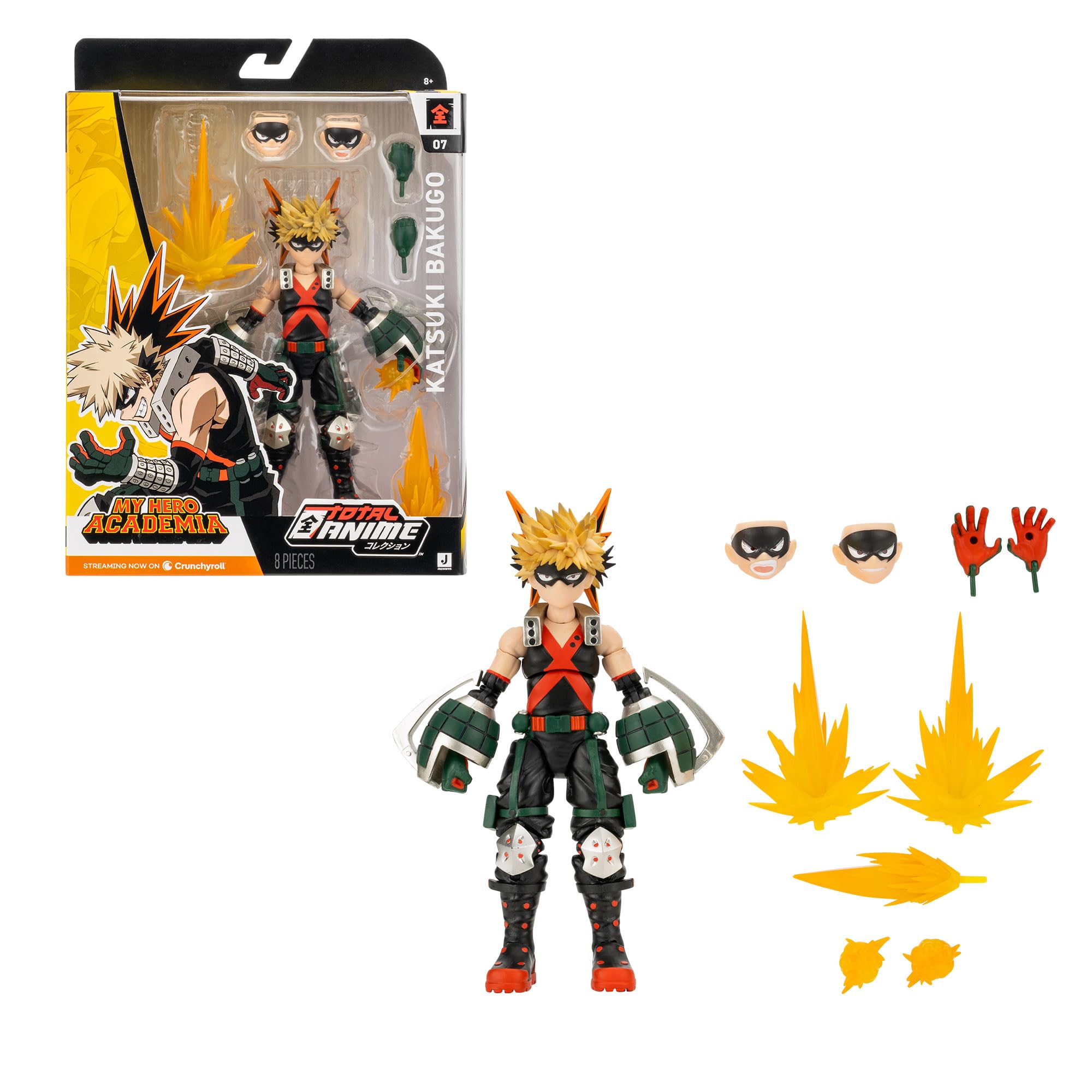 Total Anime Katsuki Bakugo 6.5-Inch Poseable Figure with Swappable Faces and Blast Effects