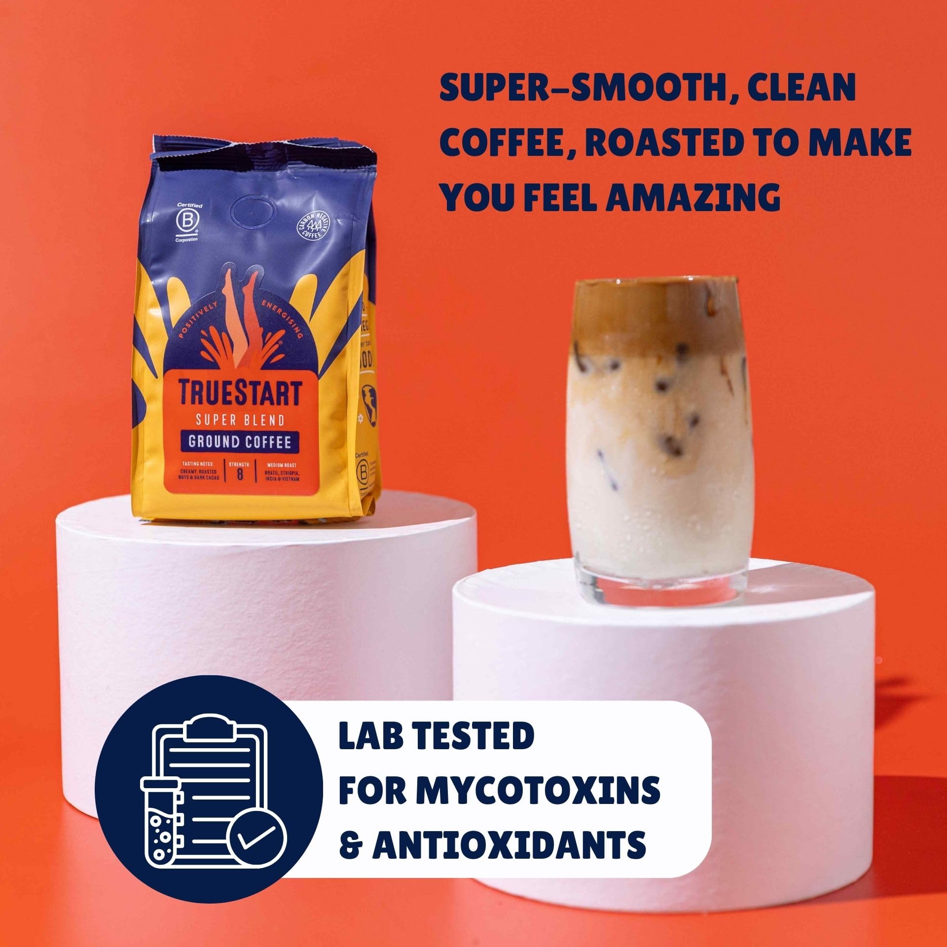 TrueStart Colombian Arabica Ground Coffee 1kg - Medium Roast for Cafetiere, V60 & Aeropress