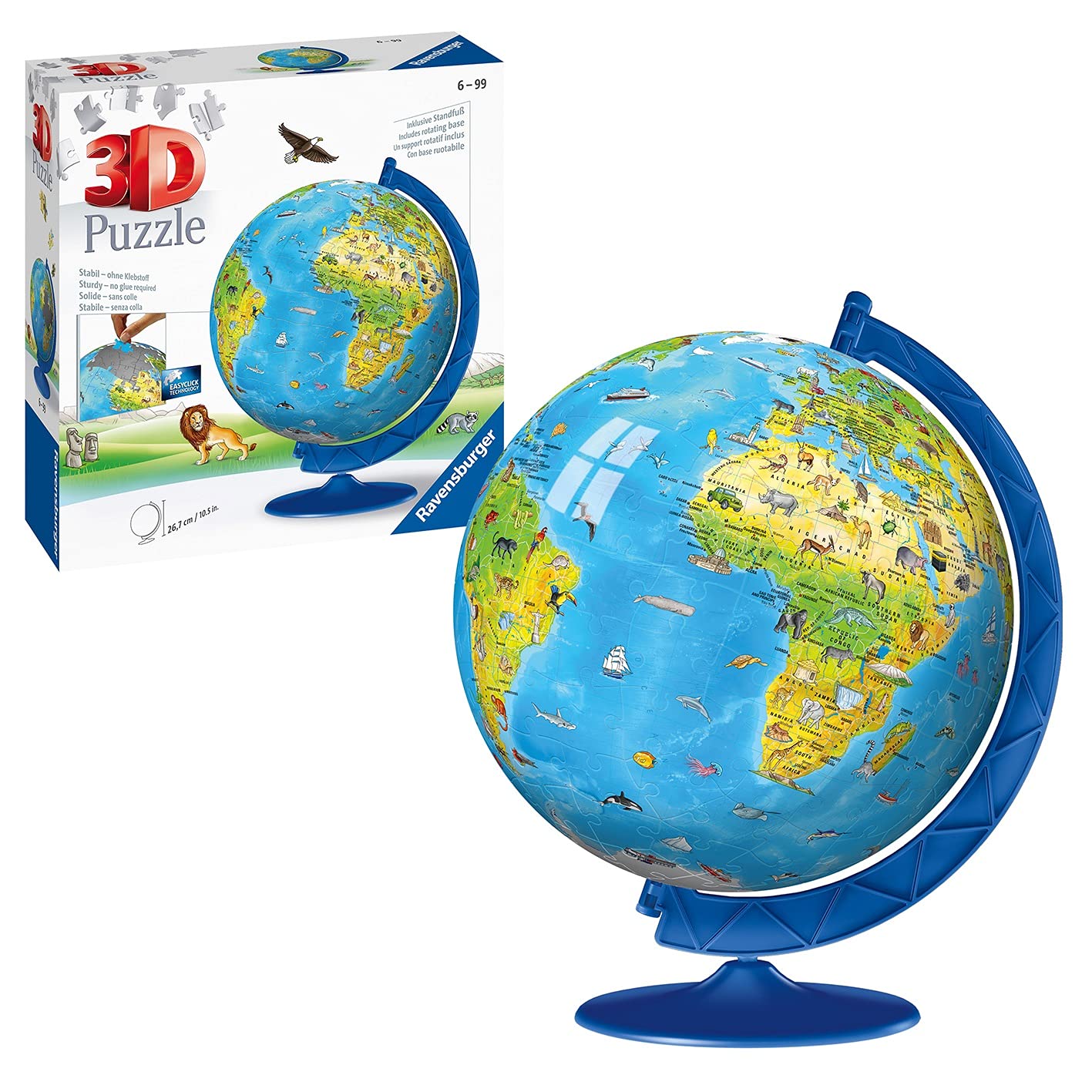 Ravensburger 180-Piece 3D World Globe Puzzle - Educational Toy for Kids 6+