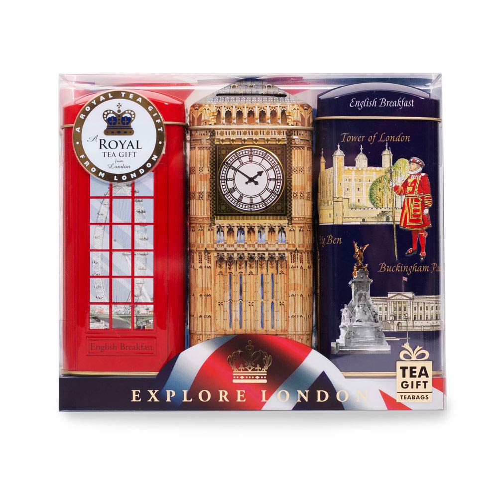 Ahmad Tea London Collection English Breakfast Tea Caddy Gift Set - 3 x 20 Teabags