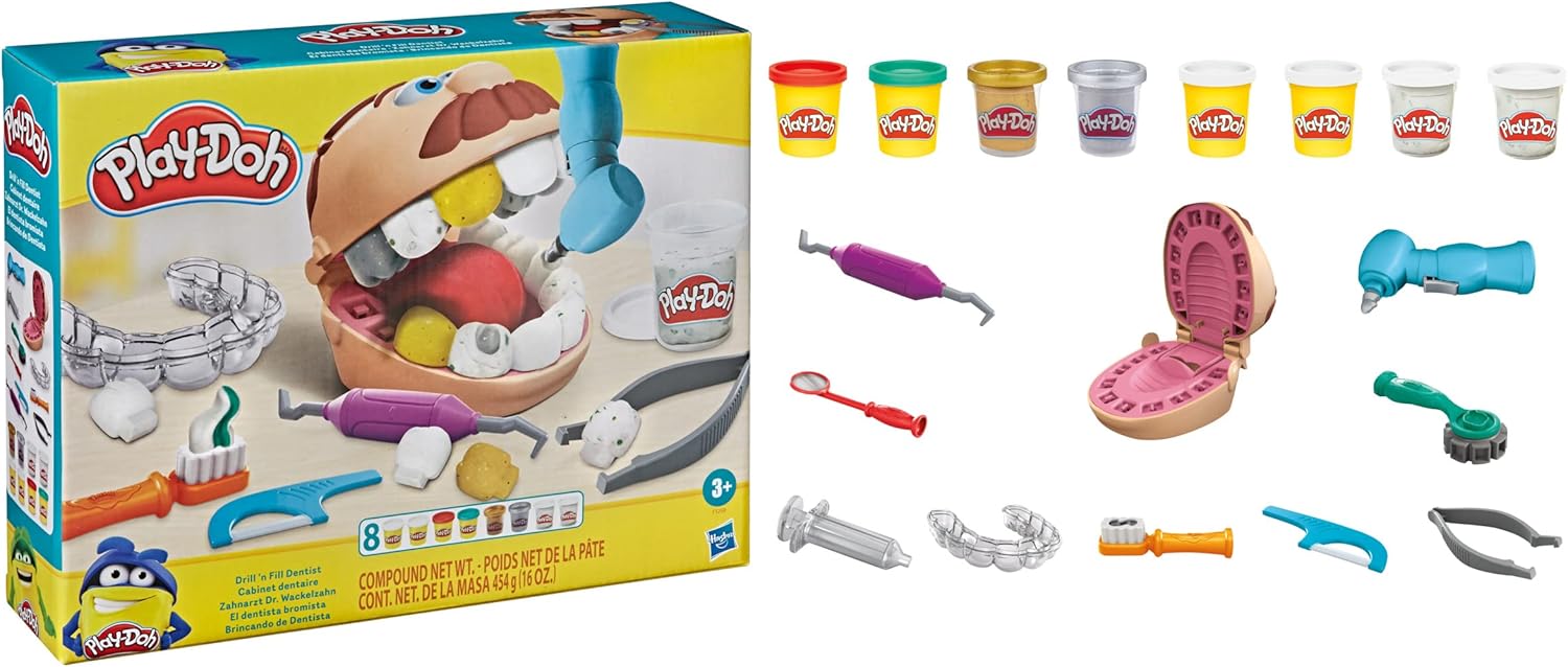 Play-Doh Drill 'n Fill Dentist - Pretend Play Dental Set for Kids 3+
